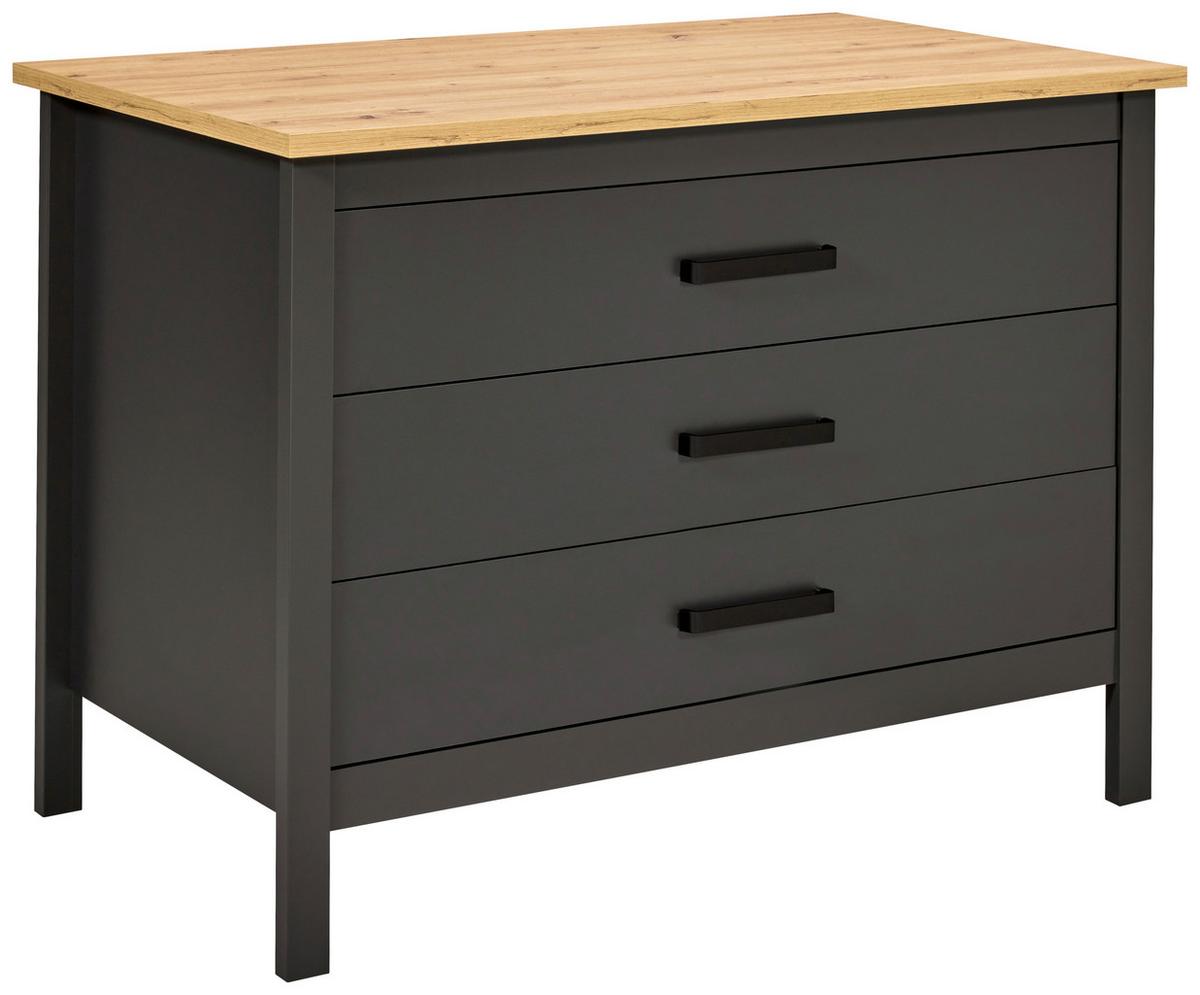 Kücheninsel Venet, Anthrazit/Artisan Eiche - Anthrazit/Schwarz, ROMANTIK / LANDHAUS, Holzwerkstoff/Metall (124/91/75cm) - Mömax