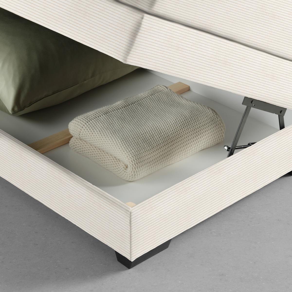 Boxspringbett Sevilla Beige ca. 180x200cm - Beige/Schwarz, KONVENTIONELL, Holz/Kunststoff (180/200cm) - Premium Living