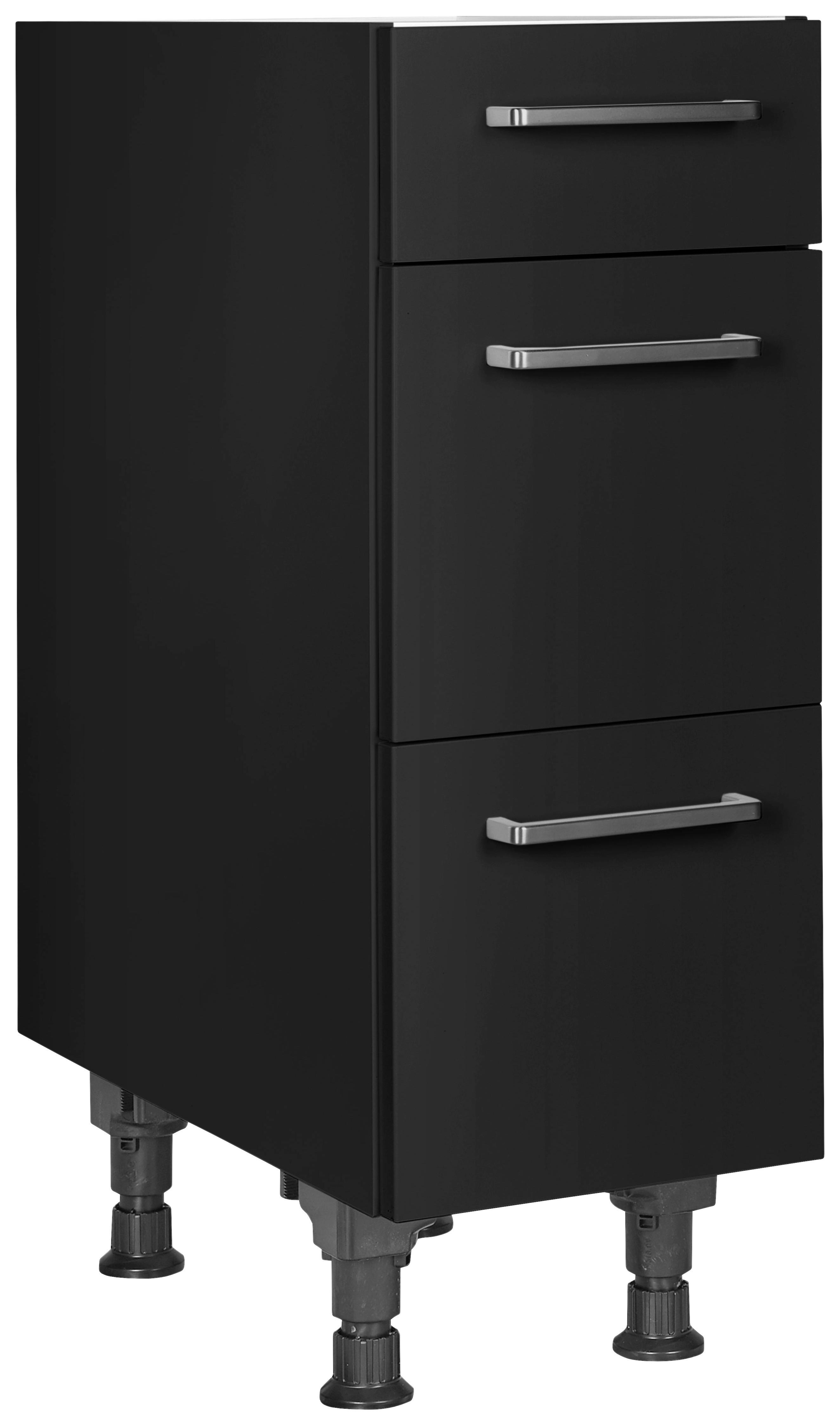 Schubkastenunterschrank Touch Schwarz - Edelstahlfarben/Schwarz, MODERN, Holzwerkstoff/Metall (30/87/56cm) - Nobilia