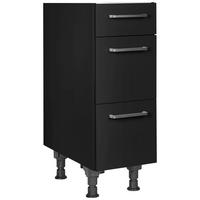 Schubkastenunterschrank Touch Schwarz - Edelstahlfarben/Schwarz, MODERN, Holzwerkstoff/Metall (30/87/56cm) - Nobilia