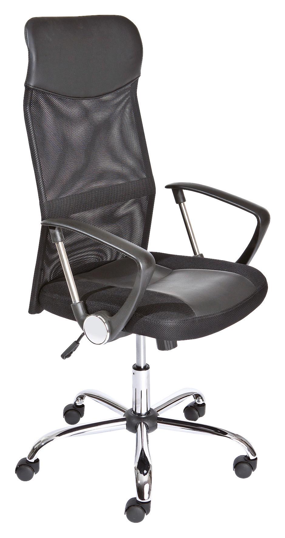 Jugenddrehstuhl Torino Schwarz - Chromfarben/Schwarz, KONVENTIONELL, Leder/Kunststoff (64/112/59cm) - MID.YOU