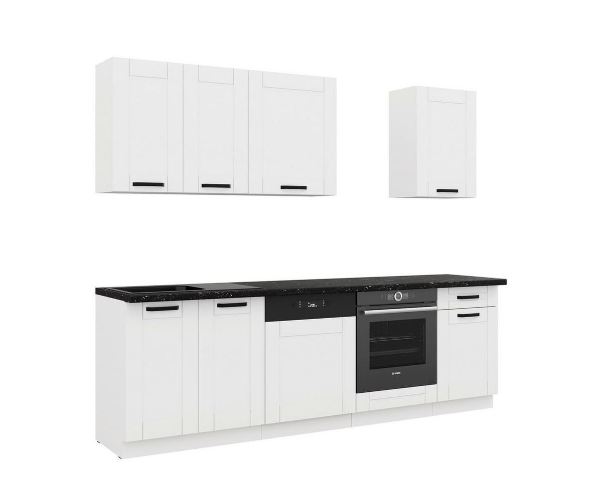 Blok Kuhinja Luna - bela/crna, Moderno, metal/pločasti materijal (250/218/60cm) - Modern Living