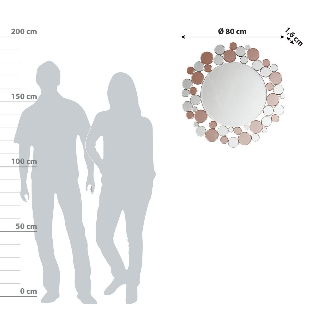 WANDSPIEGEL ZAMHY-ROS - Silberfarben/Rosa, Basics, Glas/Metall (80/80/3cm) - Kayoom