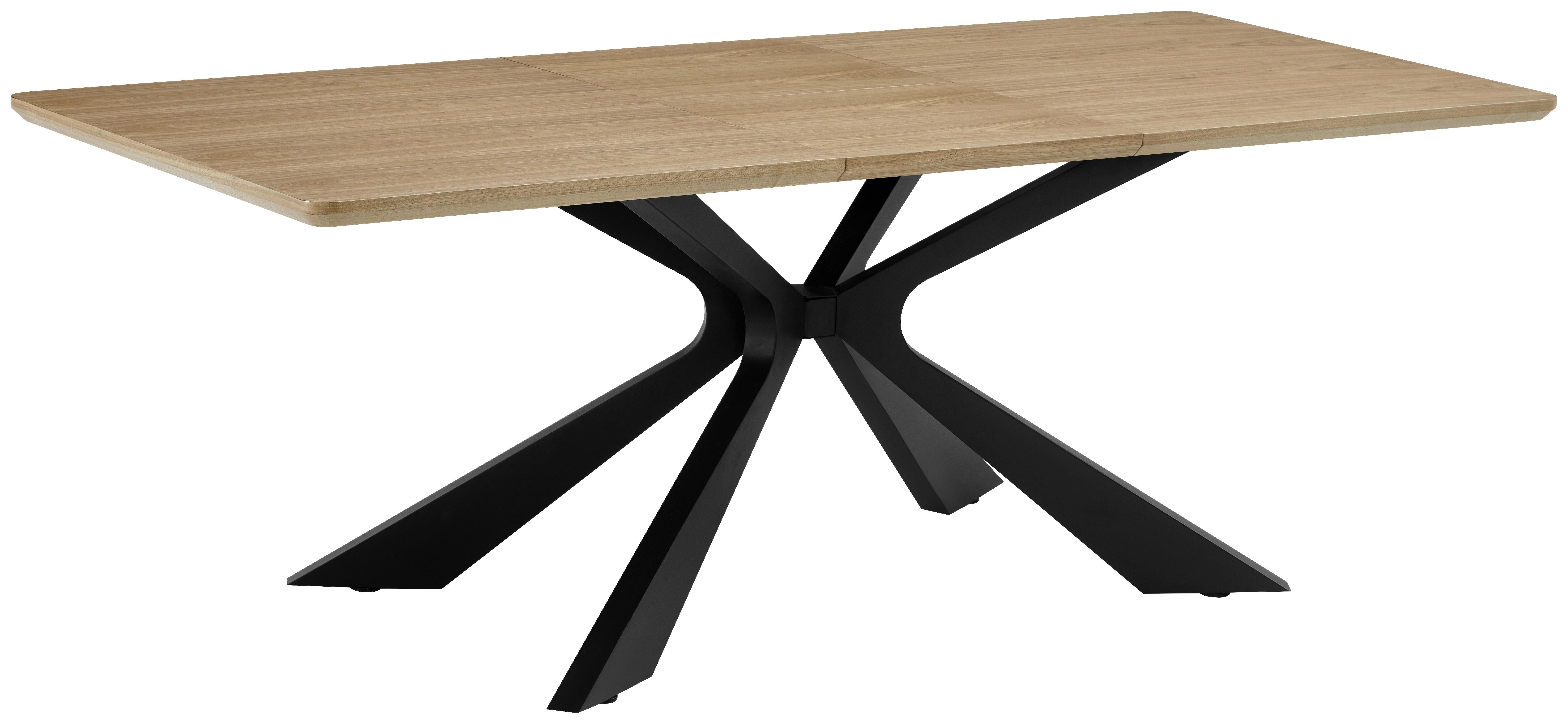 Raztegljiva Miza Lulea, Barva Hrasta, Črna, 160-210x90 - črna/barve hrasta, Moderno, kovina/leseni material (160-210/90/76cm) - P & B