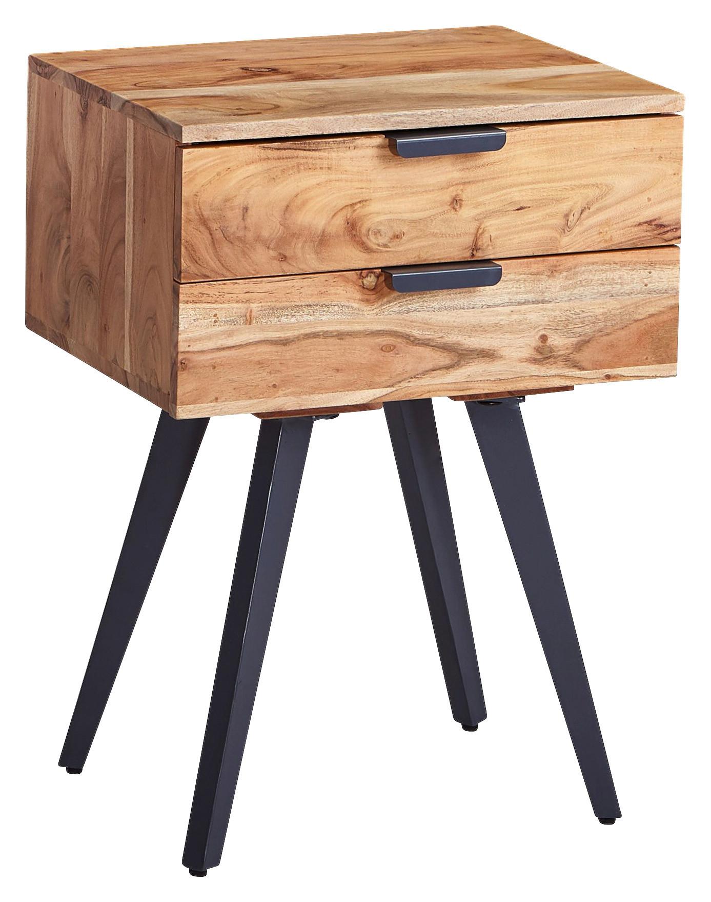 NACHTKÄSTCHEN WOHNLING - Grau/Akaziefarben, MODERN, Holz/Metall (47/65/35cm) - MID.YOU