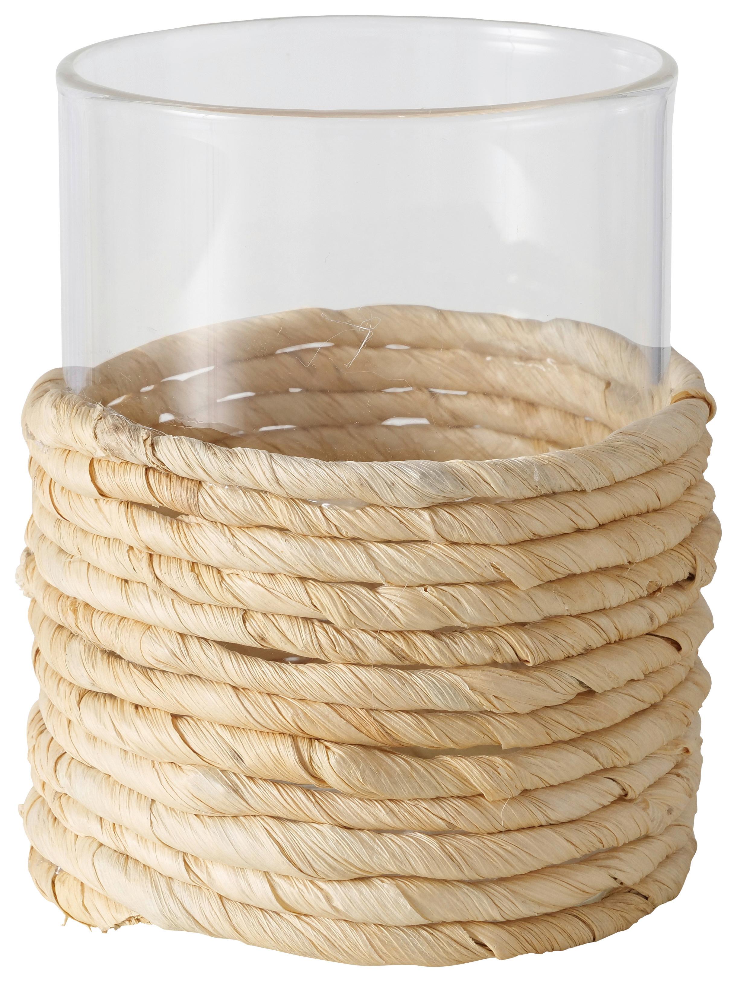 Windlicht Salea I in Naturfarben Ø ca. 10cm - Naturfarben, Romantik / Landhaus, Glas/Naturmaterialien (10/12cm) - Modern Living