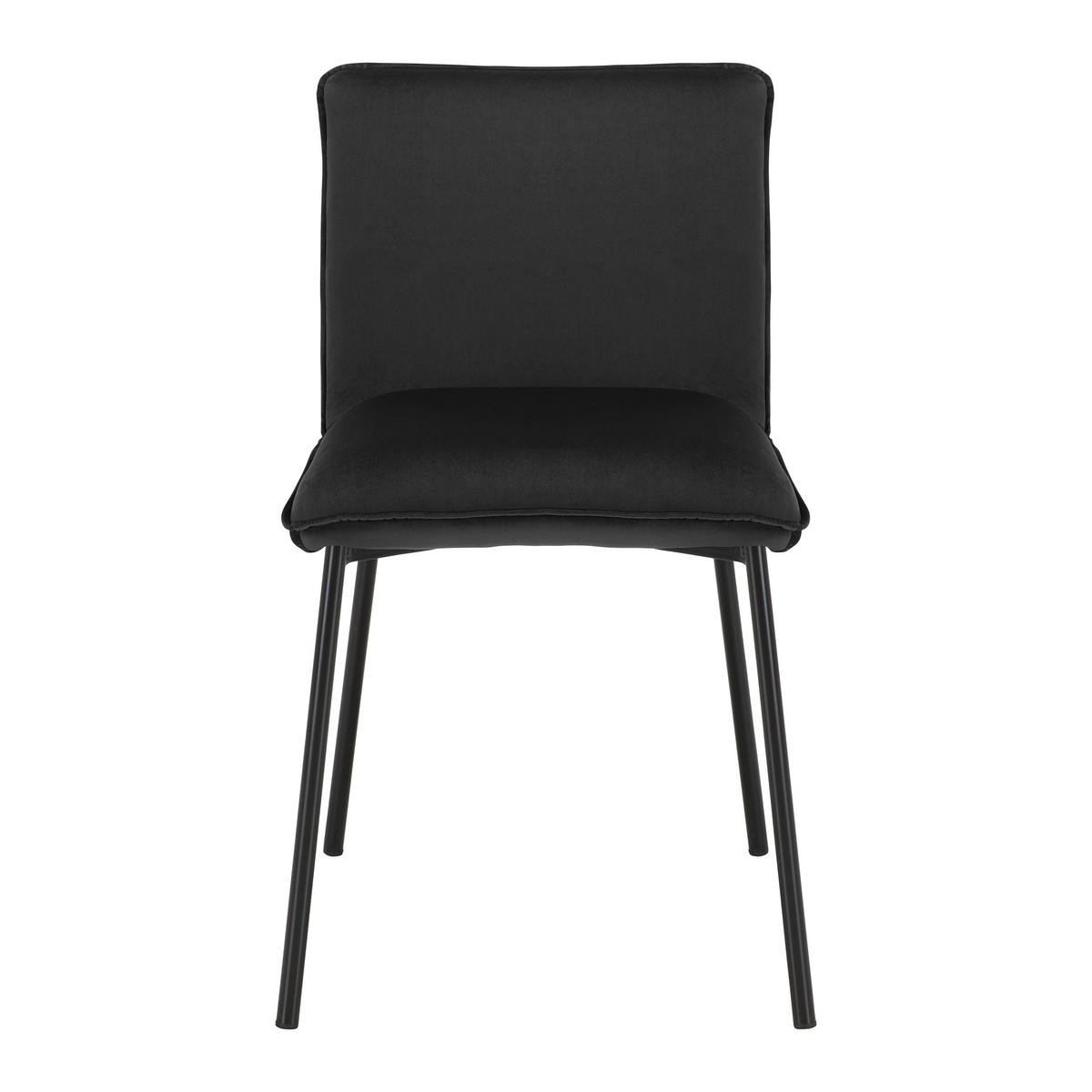 Stuhl Darla Schwarz Velours Gepolstert - Schwarz, MODERN, Holz/Textil (49cm) - Bessagi Home