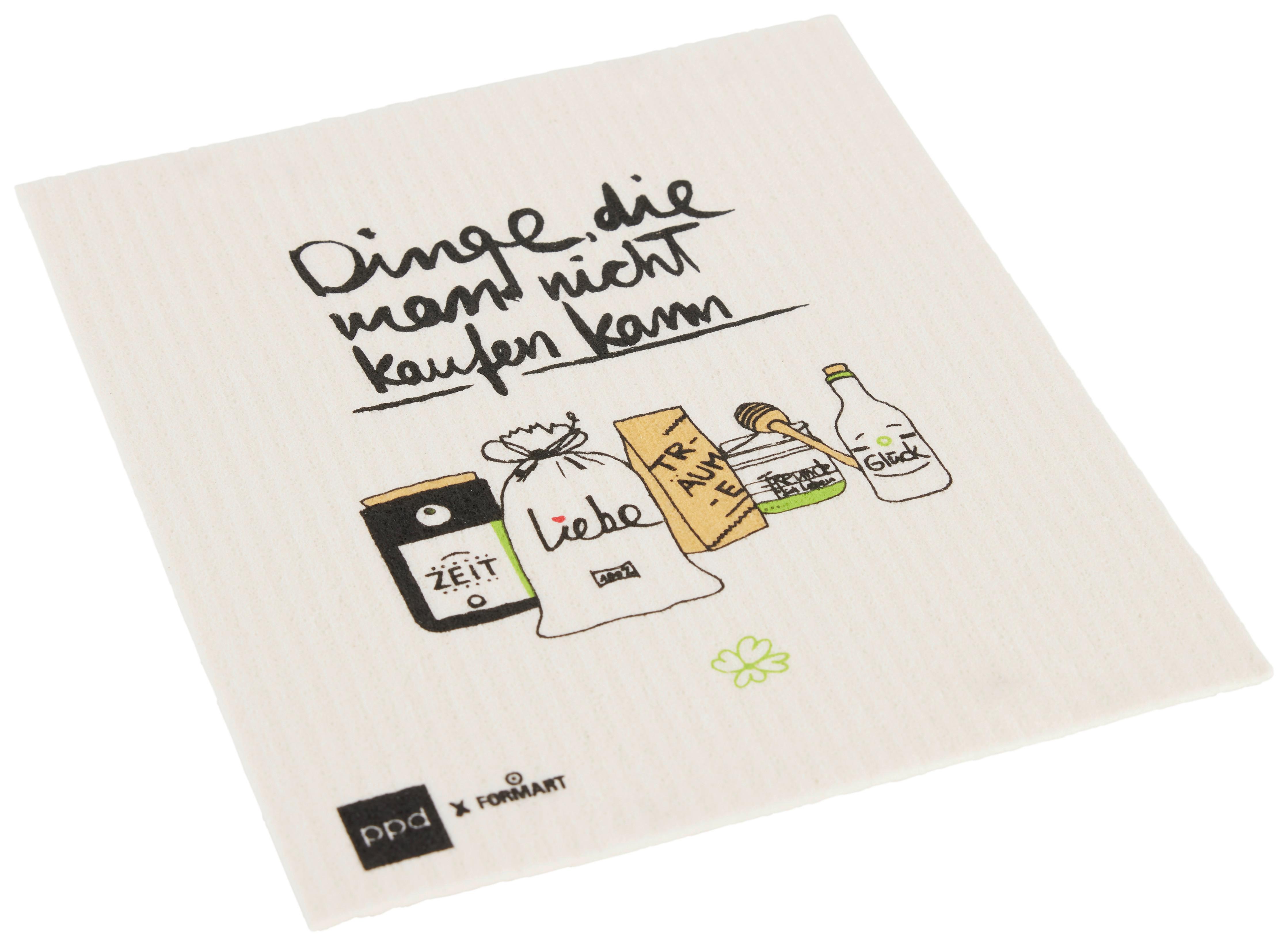 Schwammtuch Peter in Schwarz/Weiß ca. 20x17cm - Schwarz/Weiß, Textil (20/17cm)