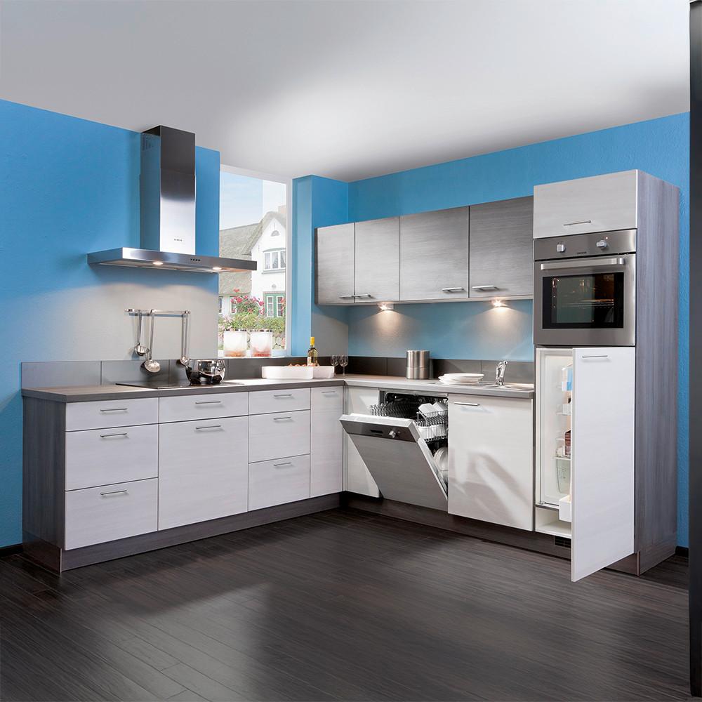 Eckküche Plan o. Geräte ca. 250x270cm Eiche - Edelstahlfarben/Eichefarben, MODERN, Holzwerkstoff/Metall (250/270cm) - Express-Kuechen