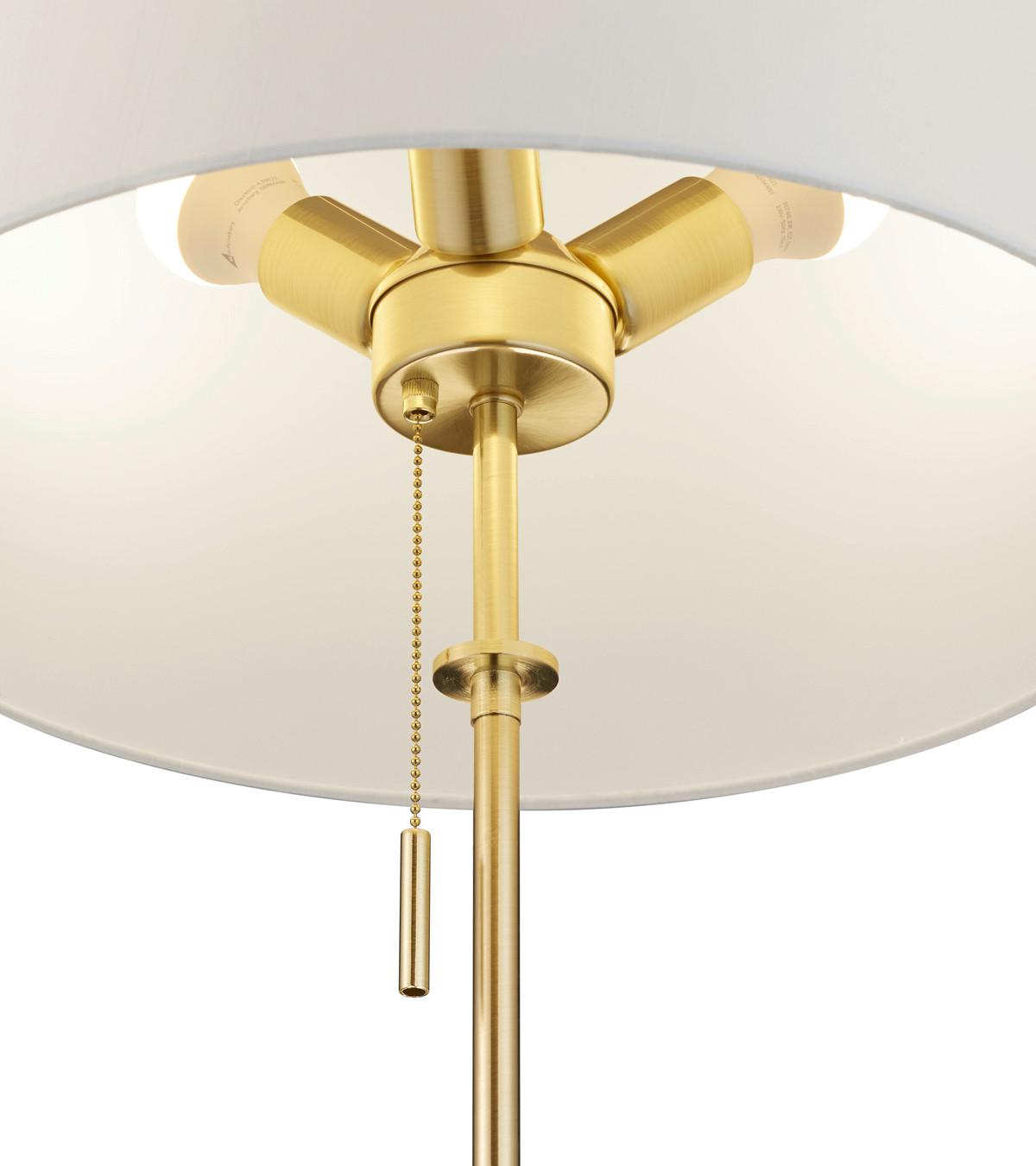 Stehleuchte Lyon Weiß max. 60 Watt - Messingfarben/Weiß, Design, Textil/Metall (46,3/180cm) - Trio Leuchten