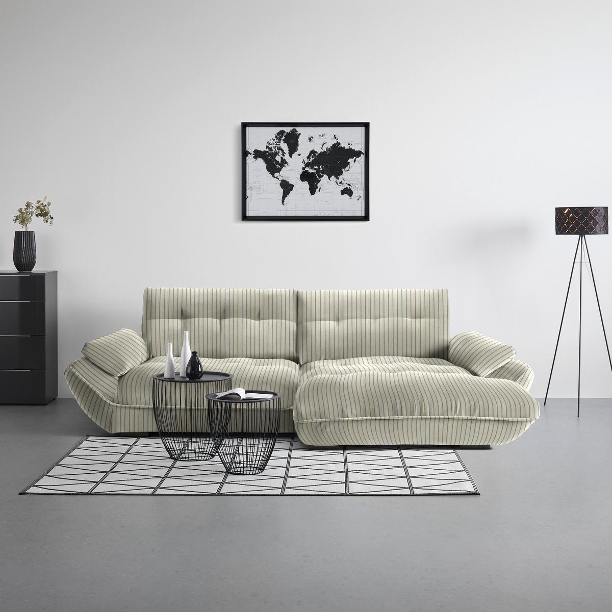 Wohnlandschaft Vivo Creme - Creme/Schwarz, MODERN, Kunststoff/Textil (317/63/179cm) - Premium Living