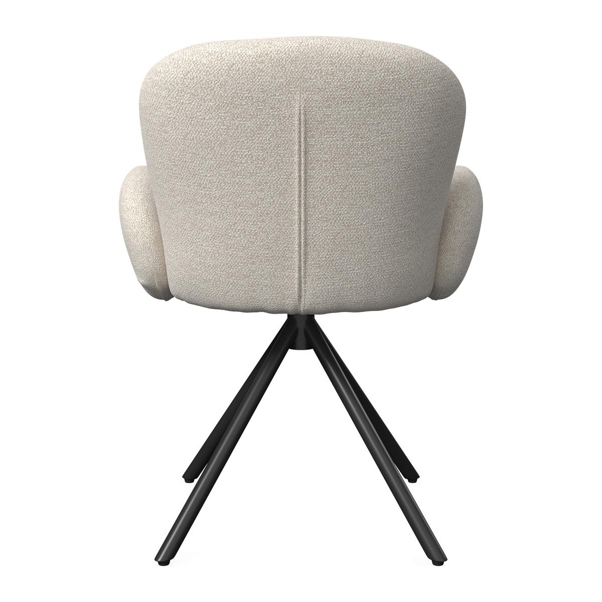 Armlehnstuhl Josea Creme Chenille Drehbar Gepolstert - Creme/Schwarz, MODERN, Holz/Textil (64/85/63cm) - Bessagi Home