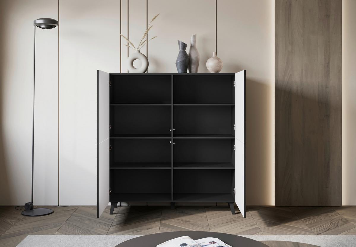 Visoka Komoda Phuket, Črna - črna, Design, umetna masa/leseni material (120/132/39,1cm) - Livetastic