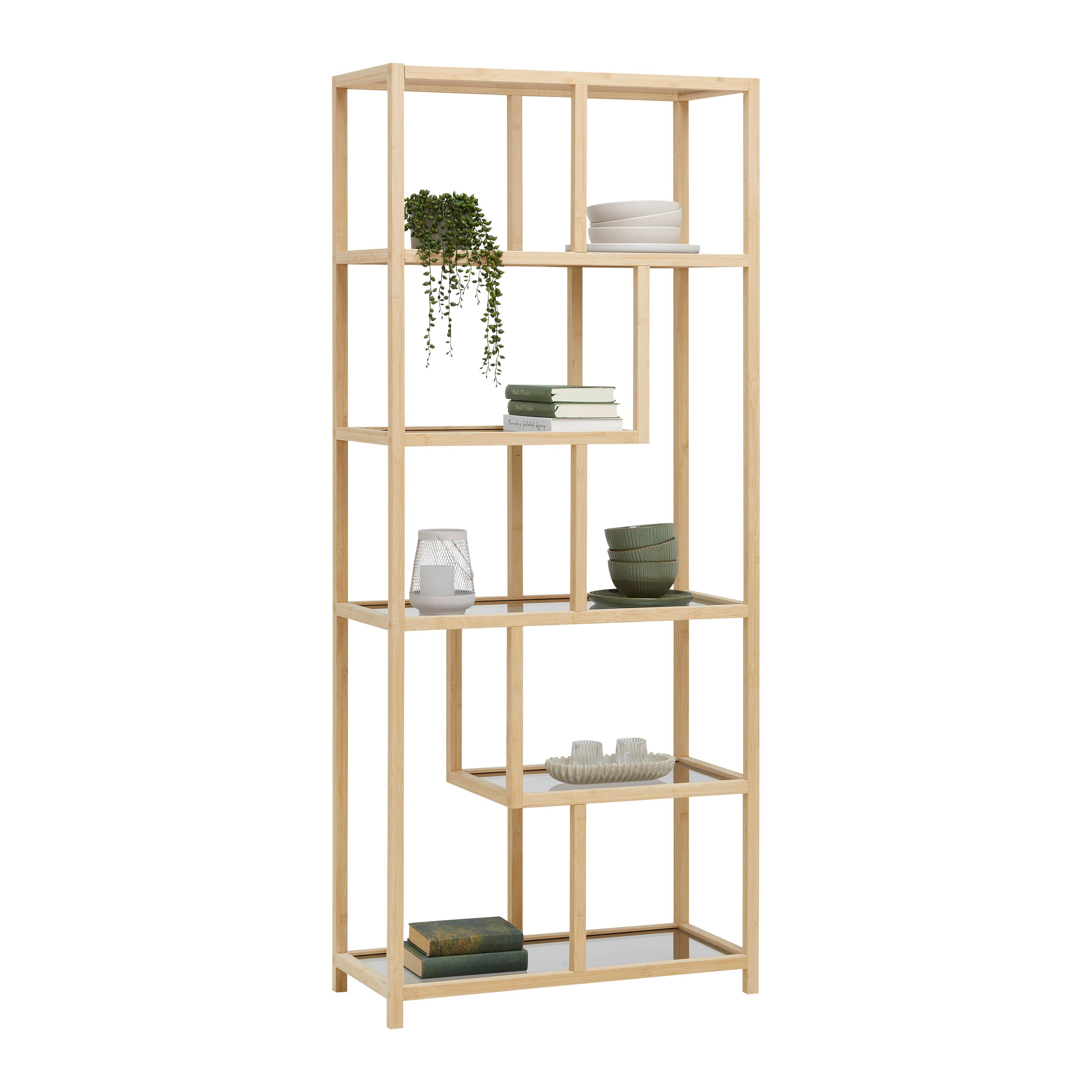 Regal Boston Naturfarben - Naturfarben, MODERN, Glas/Naturmaterialien (77/180/34cm) - Mömax