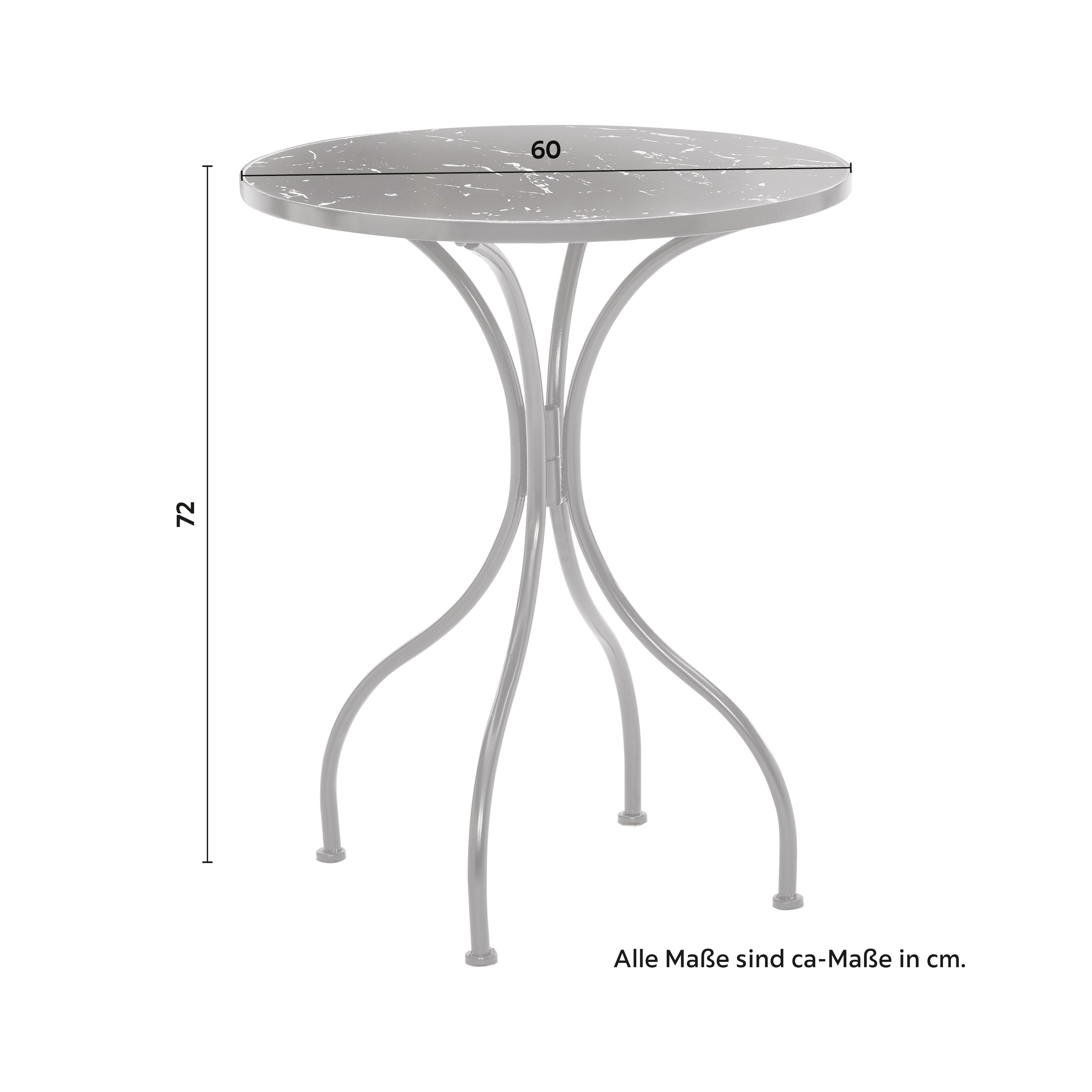 Balkonszett Lara - Fehér/Fekete, modern, Kő/Fém (60/42/72/92/60/53cm) - Bessagi Garden