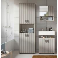 Badezimmer Mone Schwarz/Kaschmir 3-teilig - Kaschmir/Schwarz, Trend, Glas/Holzwerkstoff (120cm) - MID.YOU