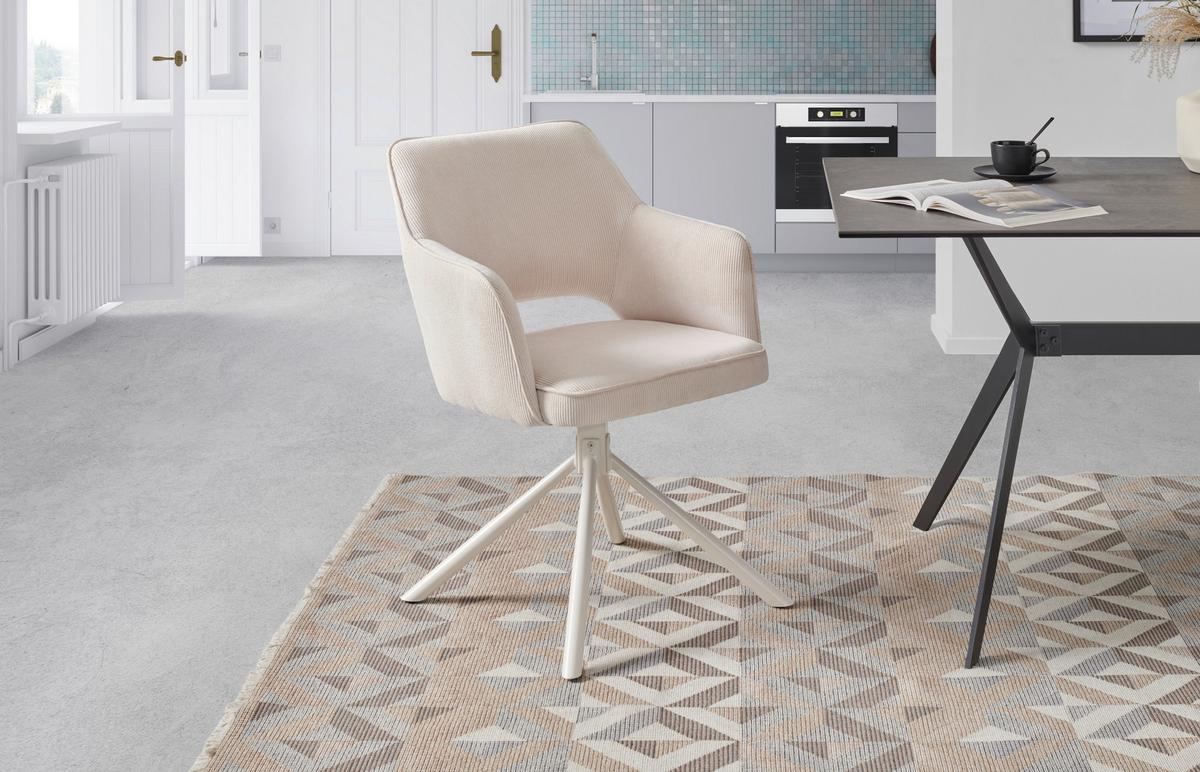 KRZESŁO Z PODŁOKIETNIKAMI ADELE - kremowy, Modern, metal/tkanina (61/85/61cm) - Livetastic