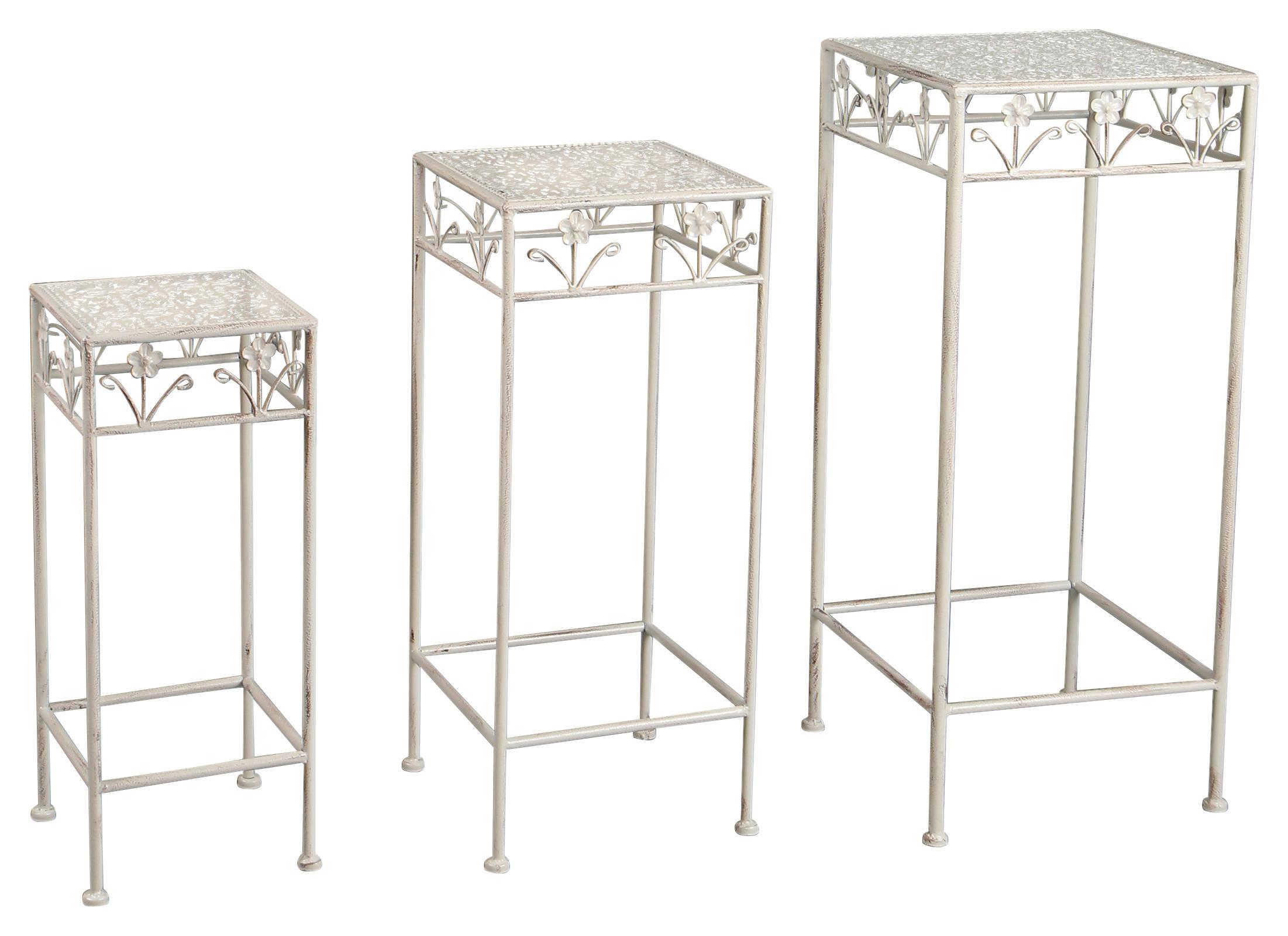 Stojalo Za Rože Paula, 3-Delni Set, Bela, Železo - bela, Moderno, kovina (30x70x30/25x60x25/20x50x20cm)