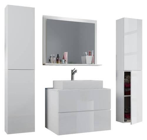 Badezimmer Lendas 5-tlg. ca. 127 cm Weiß - Weiß, MODERN, Keramik/Holzwerkstoff (127cm) - MID.YOU