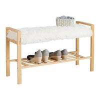Bancă ADUA -SB- -EXKLUSIV- - alb/culoare natur, Modern, materiale naturale/textil (87/50/30cm) - Modern Living