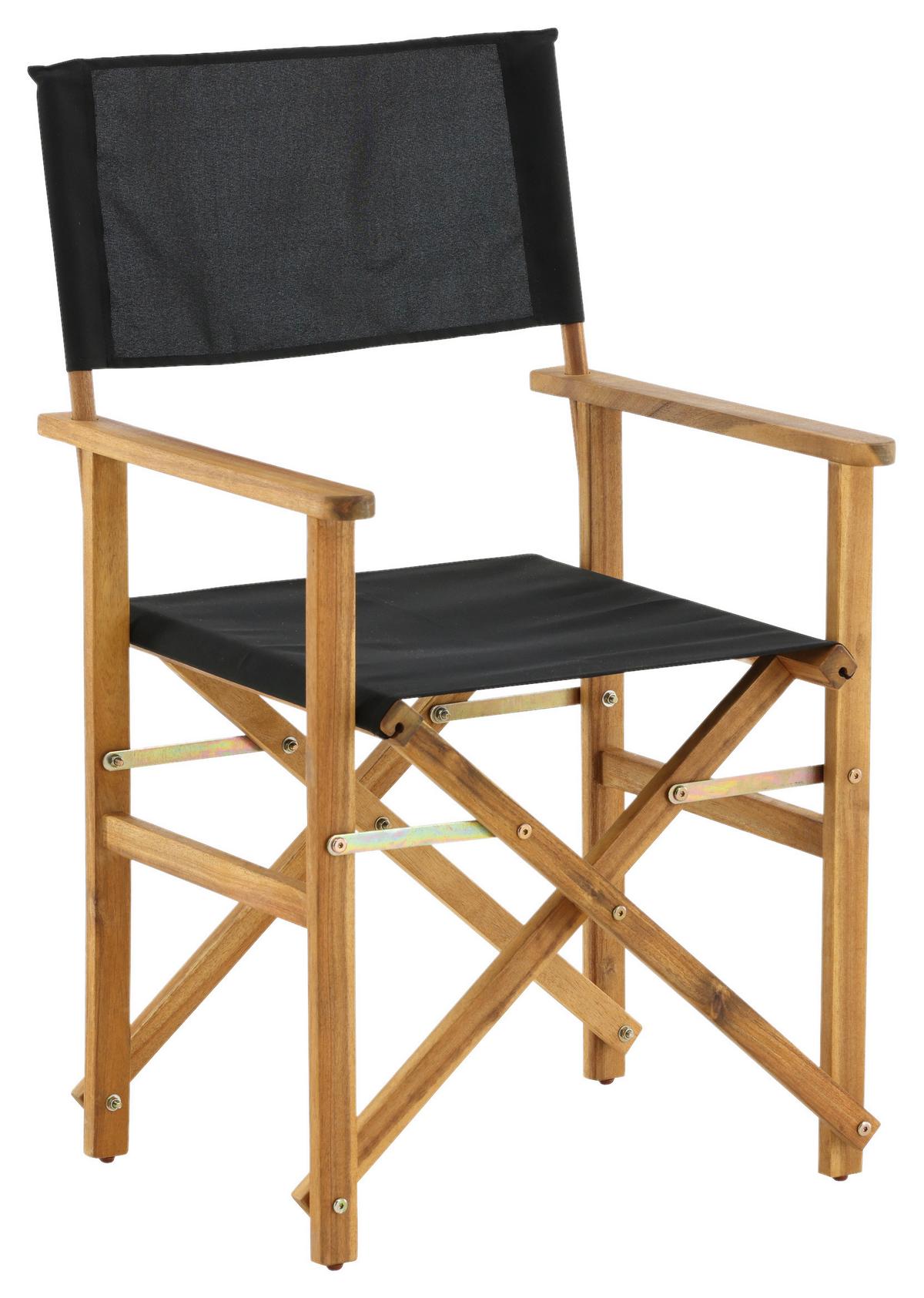 Klappstuhl Marion ca. 53x90x55 cm Akazie/Schwarz - Schwarz/Akaziefarben, KONVENTIONELL, Holz/Textil (53/90/55cm) - Gardenson