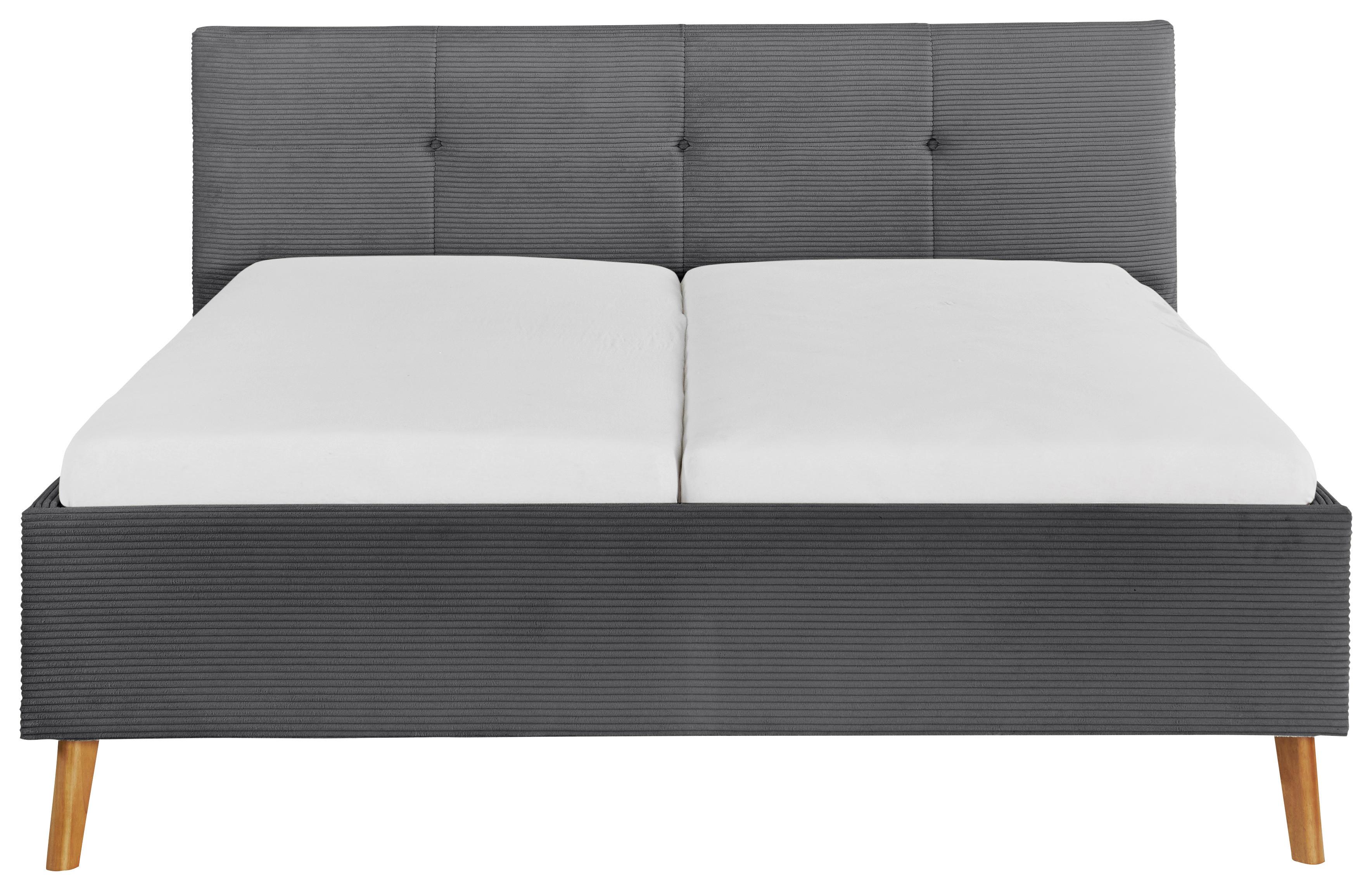 Polsterbett Meila in Grau ca. 180x200cm - Eichefarben/Birkefarben, KONVENTIONELL, Holz/Textil (180/200cm) - Premium Living
