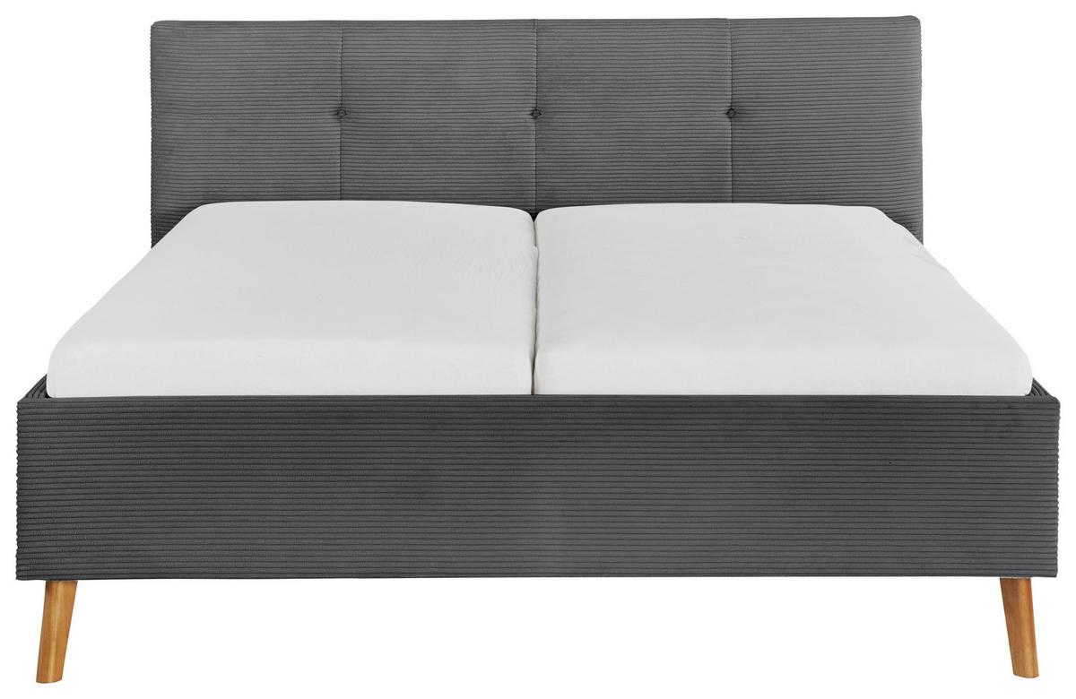 Polsterbett Meila inkl. Stauraum, ca. 160x200cm - Eichefarben/Birkefarben, KONVENTIONELL, Holz/Textil (160/200cm) - Premium Living