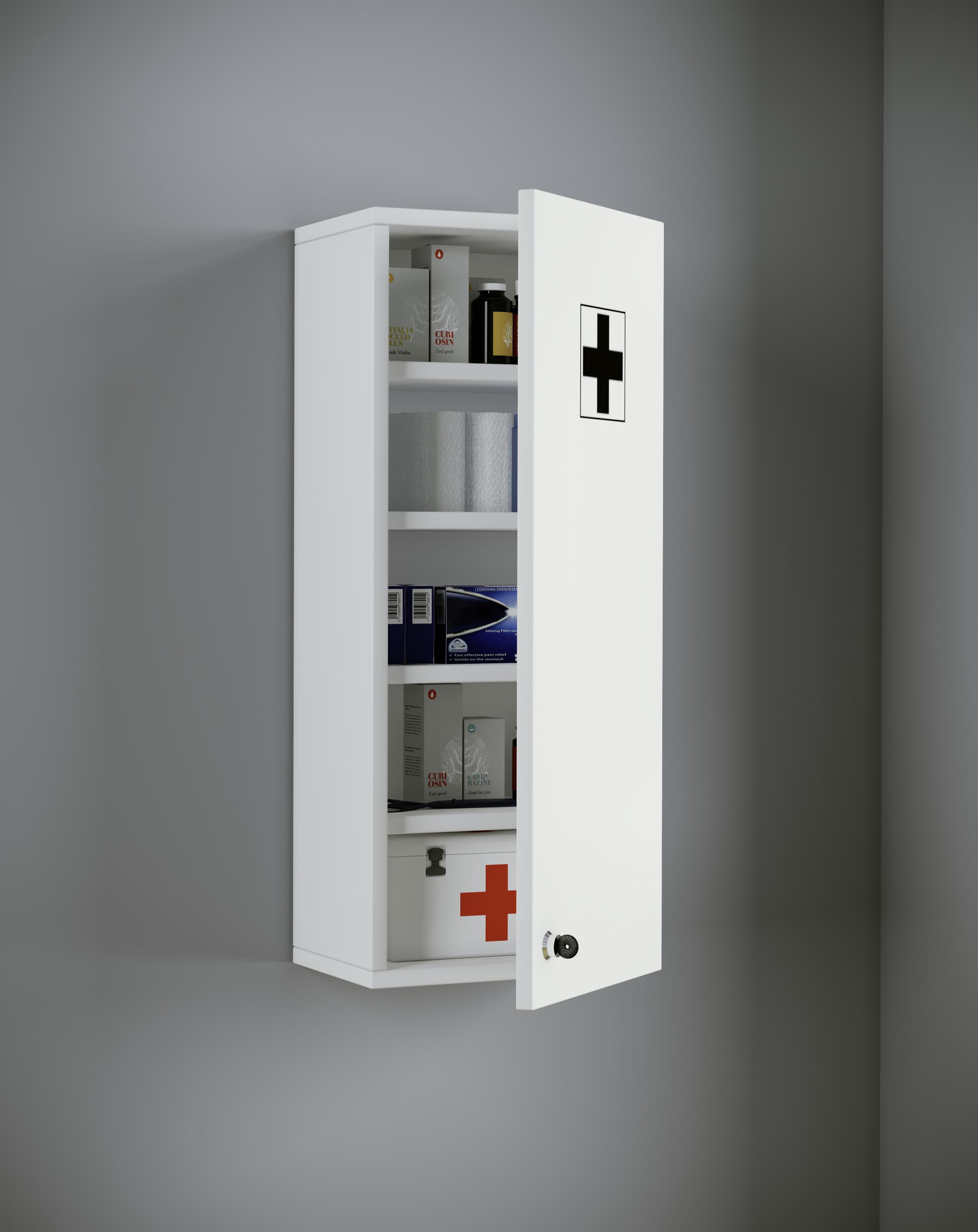 Medizinschrank Medasa L ca. 29x70x20 cm Weiß - Weiß, Basics, Holzwerkstoff (29/70/20cm) - MID.YOU