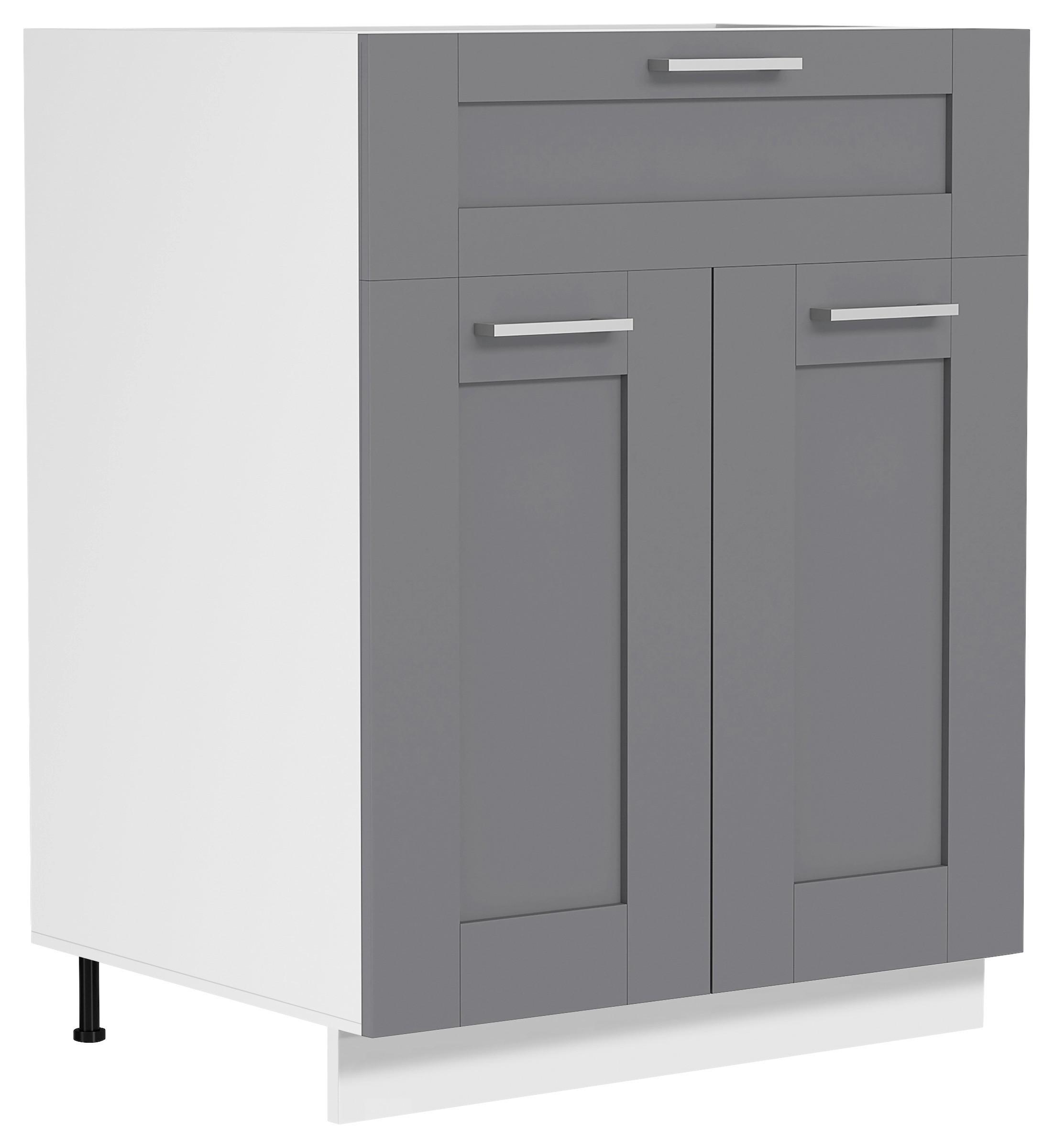 Kuhinjska Spodnja Omarica Colura, Bela, Antracit, Š 60cm - srebrne barve/bela, Trend, umetna masa/leseni material (60/82/46cm) - MID.YOU