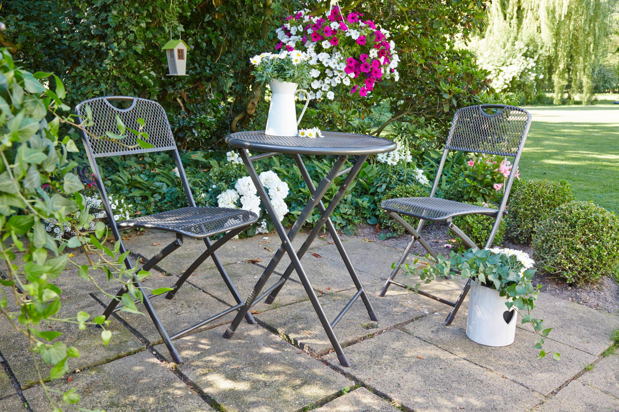 BALKONSET ESTERA - Grau, KONVENTIONELL, Kunststoff/Metall (36cm) - Gardenson