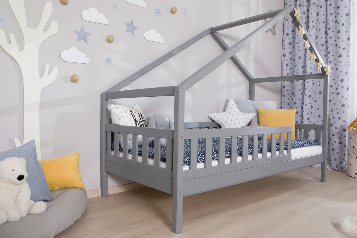 Hausbett Lou ca. 100x200 cm Holz Hellgrau - Hellgrau/Naturfarben, MODERN, Holz (100/200cm) - MID.YOU