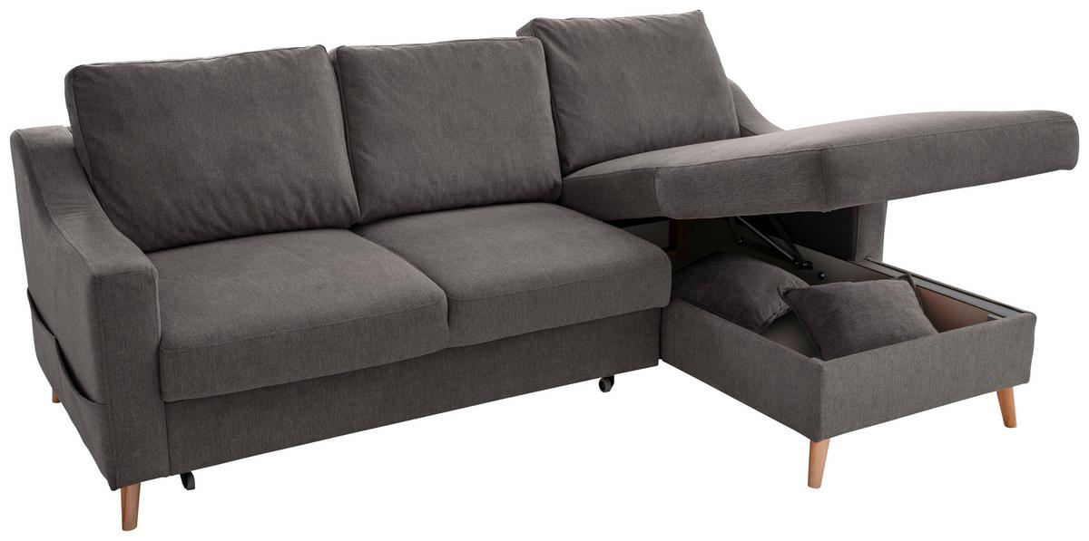 Wohnlandschaft Valentina Anthrazit Struktur - Anthrazit/Naturfarben, KONVENTIONELL, Holz/Textil (228/150cm) - P & B