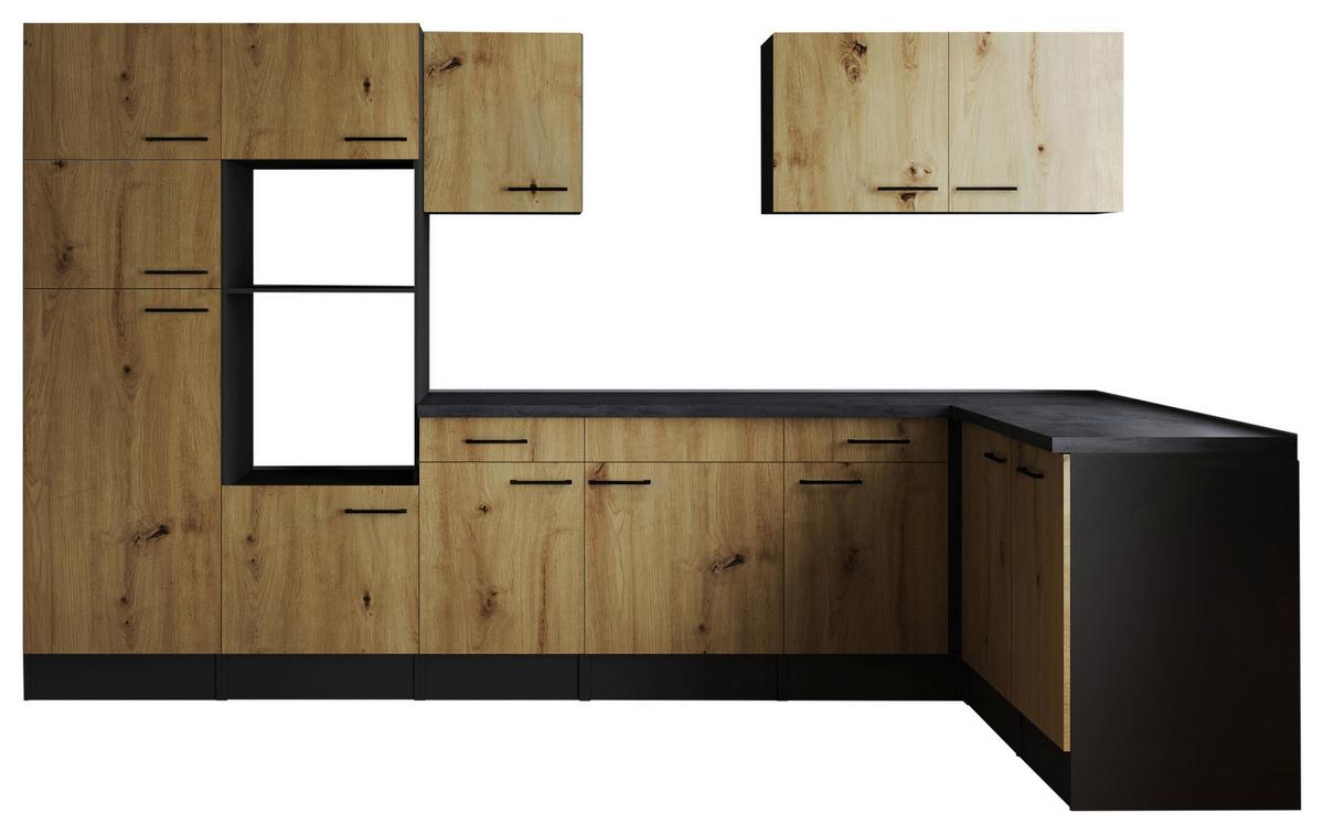 Kotna Kuhinja Brez Aparatov Oliver, 340x172cm - črna/siva, Design, kovina/leseni material (340/172cm) - Respekta