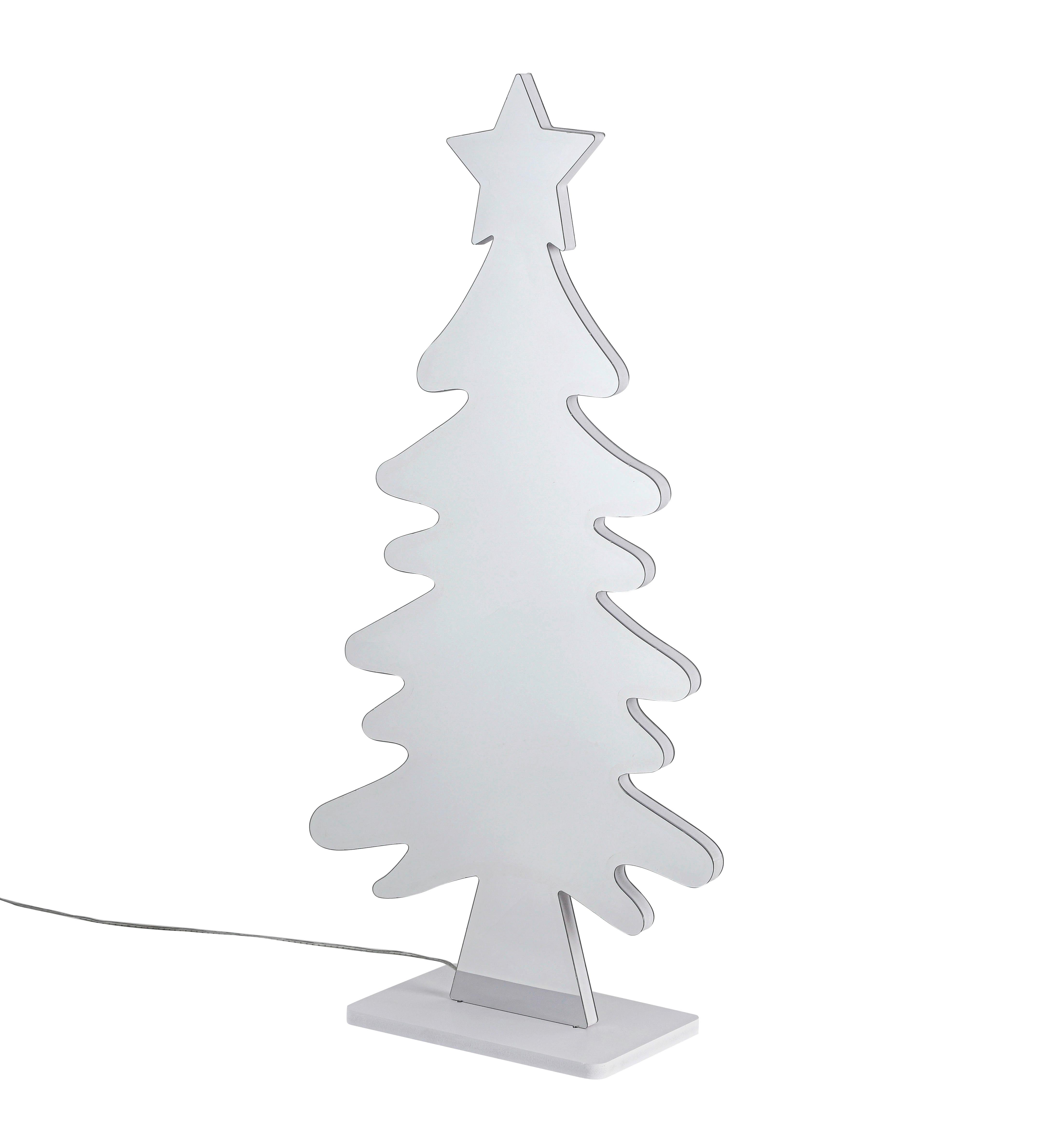 Led-dekoleuchte Tanne Weiss/chromfarben - Chromfarben/Weiss, Design, Kunststoff (31,5/12/60cm) - Mömax