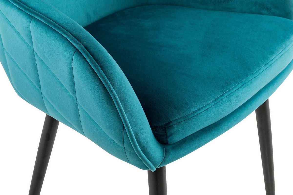 Naslanjač Samt, Turkizna - turkizna/črna, Moderno, kovina/tekstil (61/85/60cm) - Livetastic