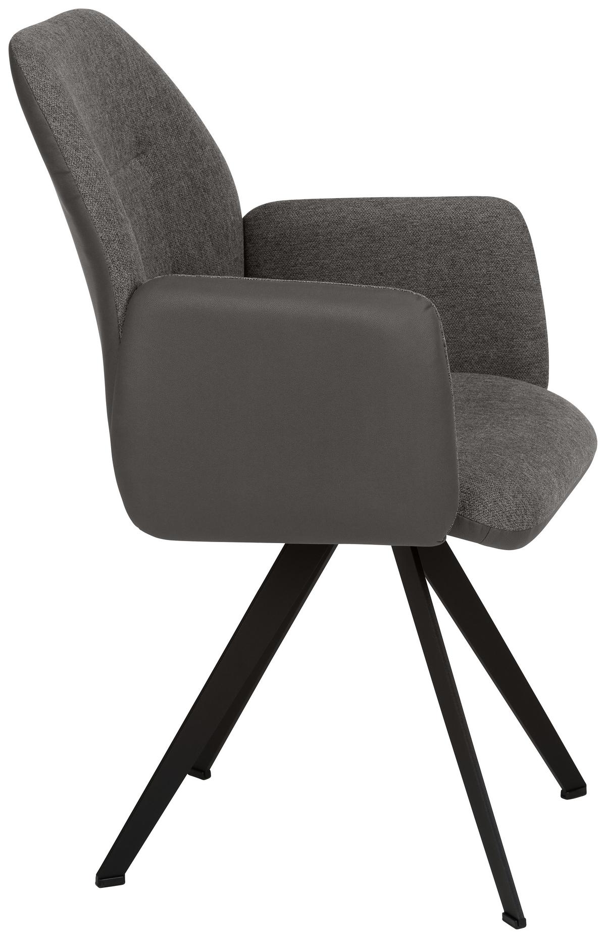 Armlehnstuhl in Dunkelgrau - Dunkelgrau/Schwarz, Modern, Textil/Metall (57/96,5/63cm) - Premium Living