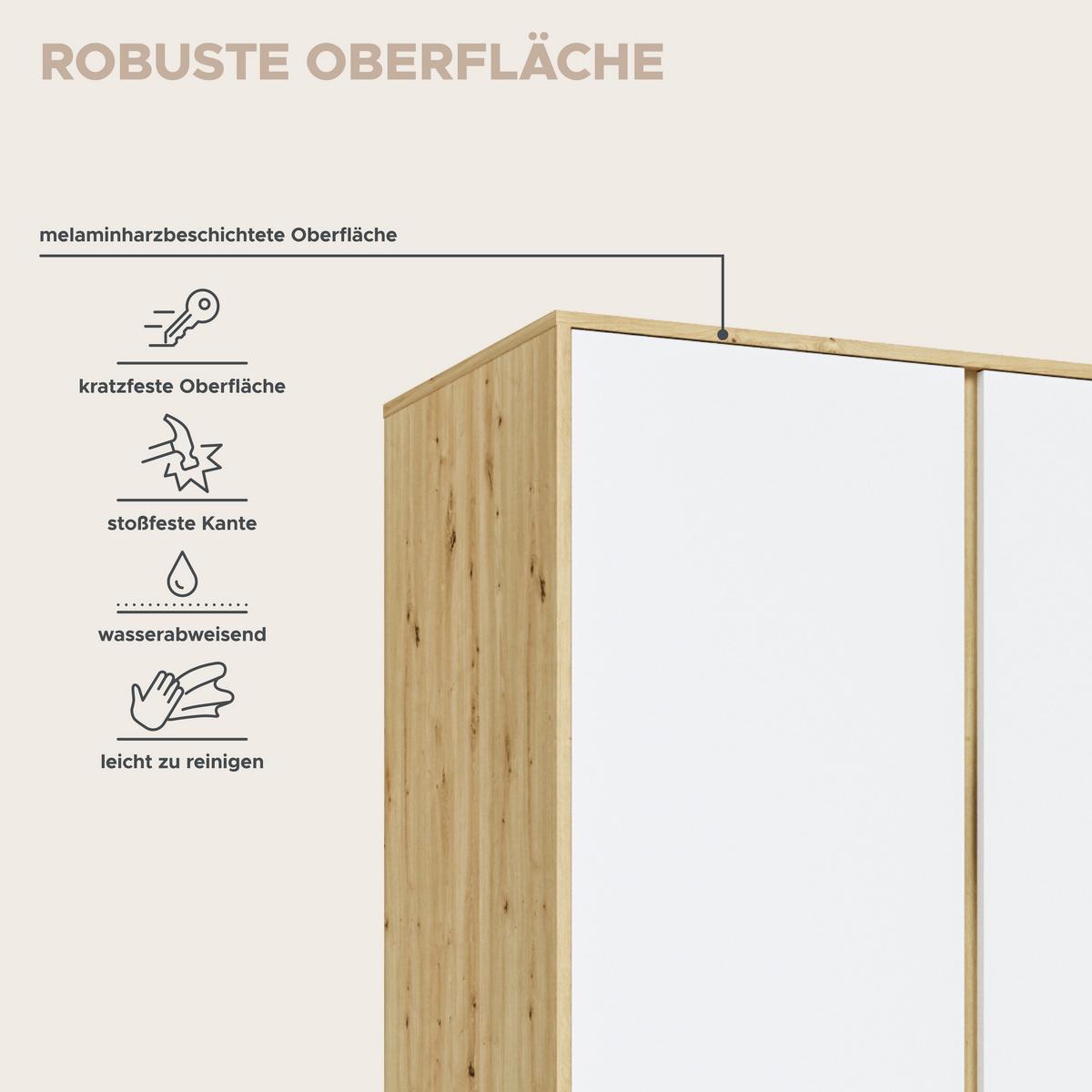 Drehtürenschrank Falun Weiß/Eiche Artisan - Weiß/Eiche Artisan, MODERN, Holzwerkstoff (100/194/56cm) - Livetastic