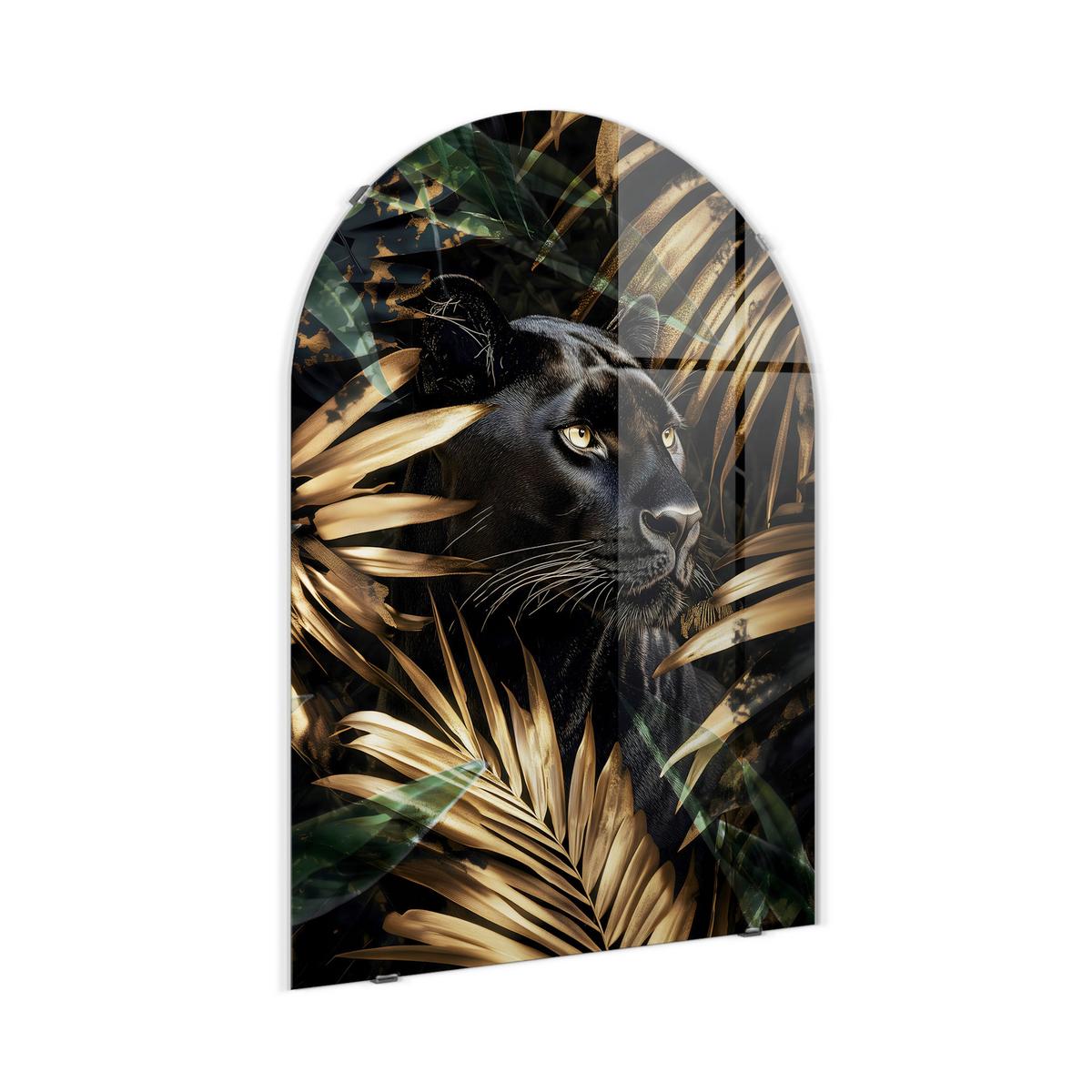 Glasbild Schwarz/Goldfarben - Goldfarben/Schwarz, Basics, Glas/Papier (70/100cm)