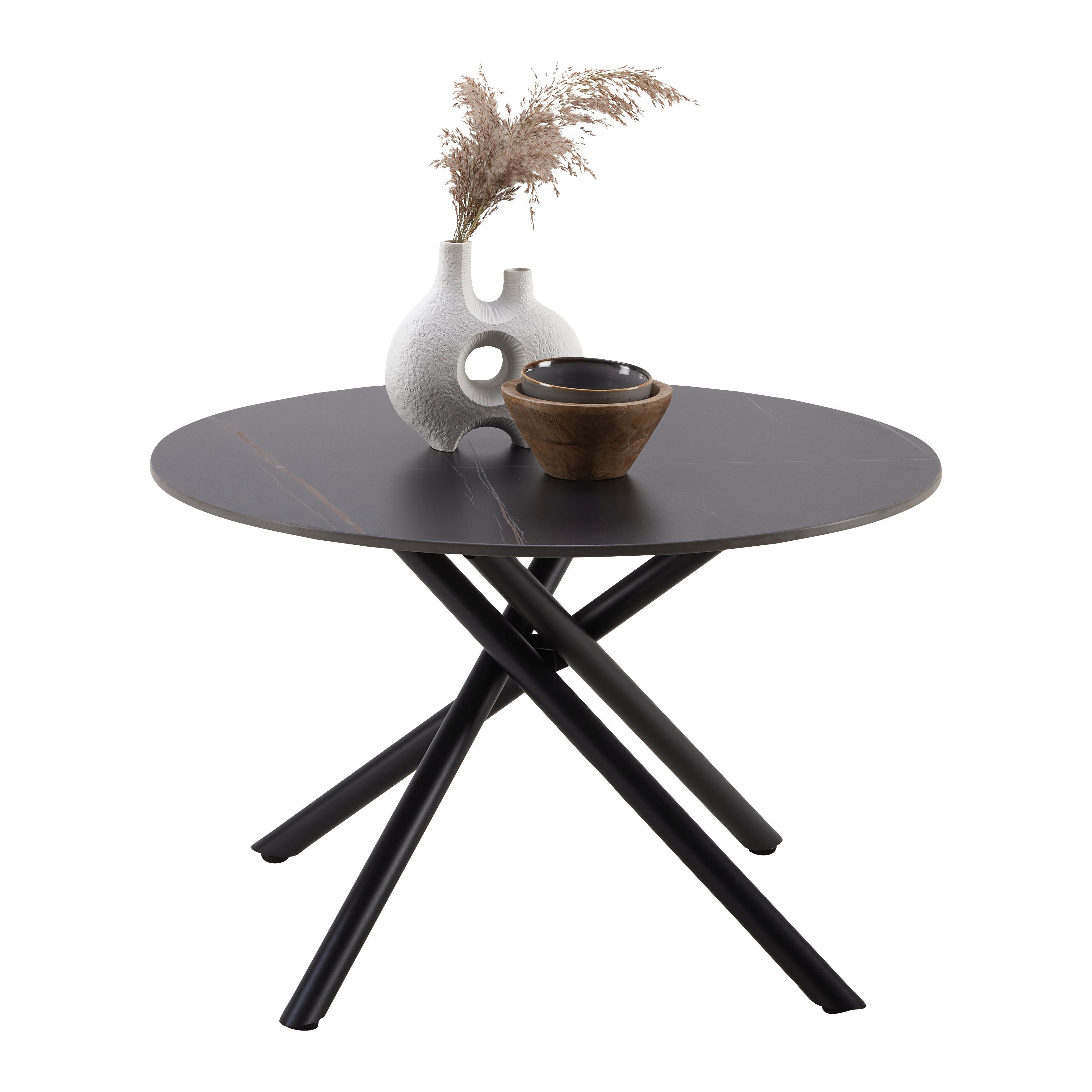 Klubska Miza Marbella - črna, Moderno, kovina/keramika (70/44cm) - Mömax