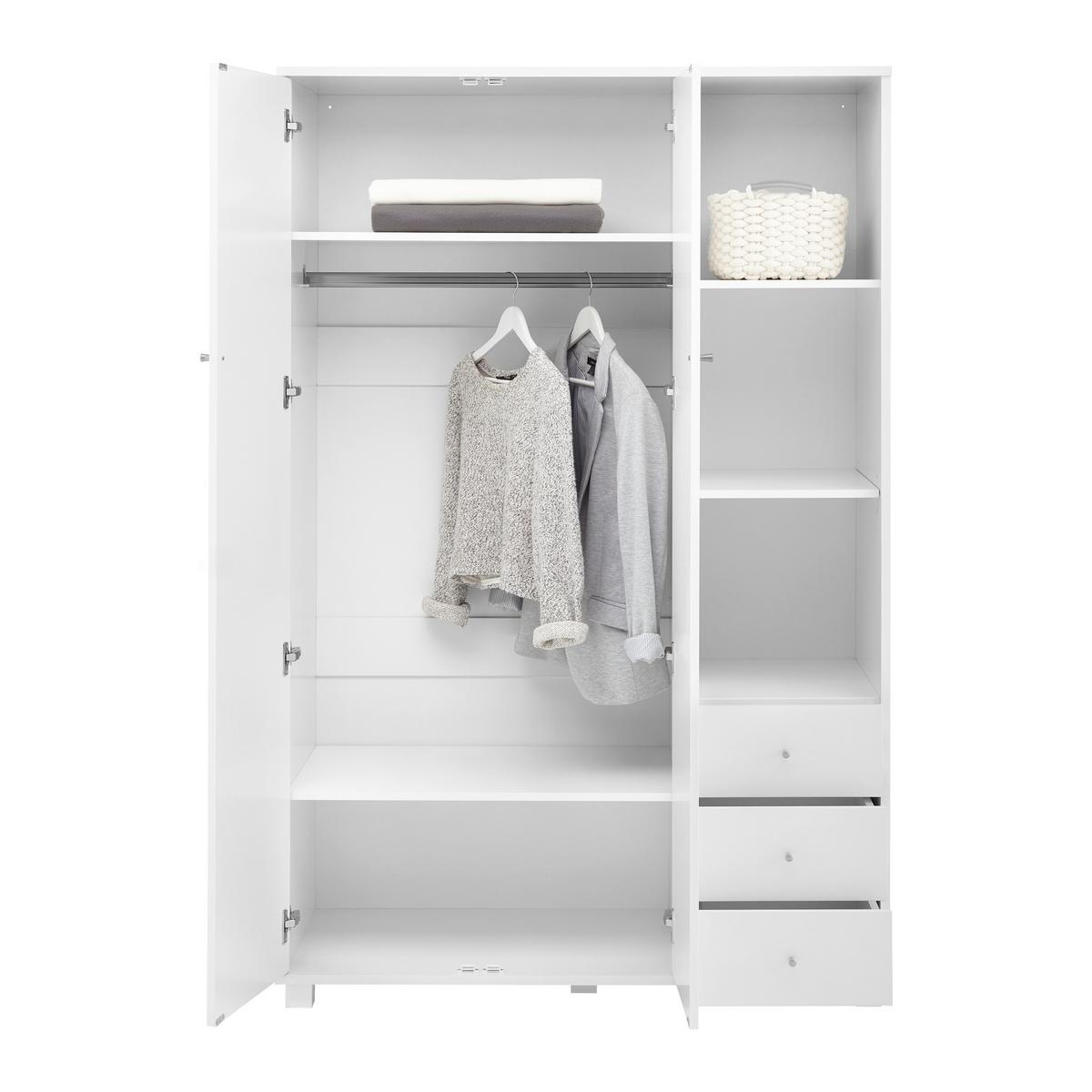 Drehtürenschrank Milo Weiß ca. 115x176x55 cm - Silberfarben/Weiß, MODERN, Holz/Metall (115/176/55cm) - Bessagi Home