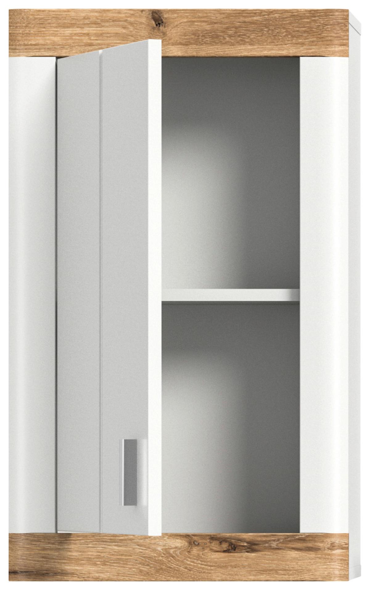 Viseča Omara Laredo, Bela, Barva Hrasta - Moderno, kovina/leseni material (45/76/20cm) - MID.YOU