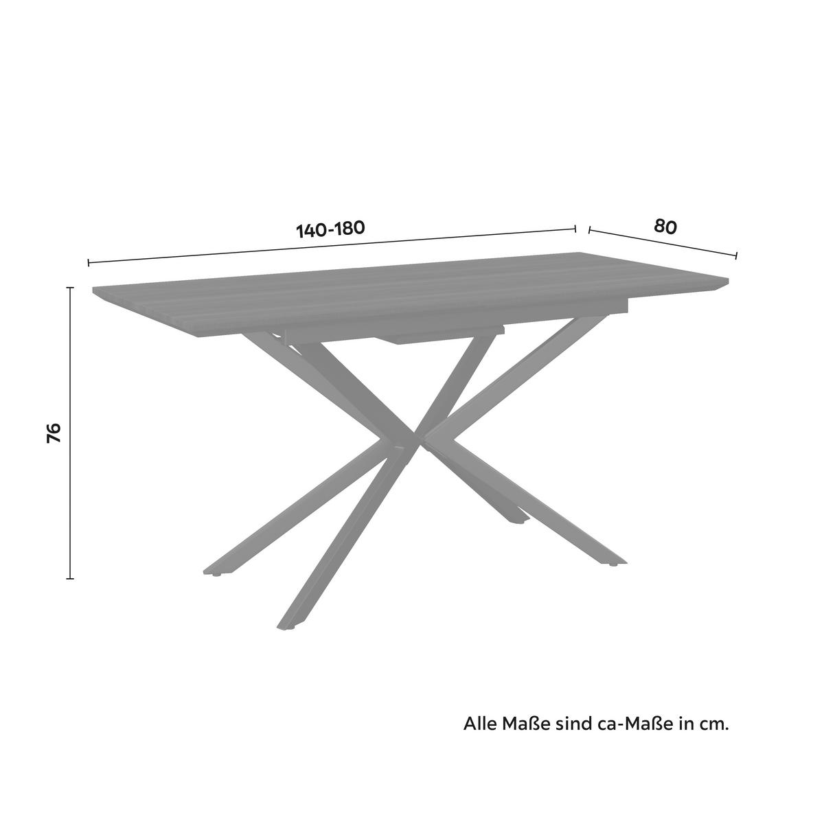 Esstisch ausziehbar Aki Walnussfarben MDF - Walnussfarben/Schwarz, MODERN, Holzwerkstoff/Metall (140-180/76/80cm) - Bessagi Home