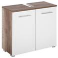 Waschbeckenunterschrank Weiß/Eiche - Eichefarben/Alufarben, MODERN, Holzwerkstoff/Kunststoff (65/57,5/31,5cm) - MÖMAX modern living
