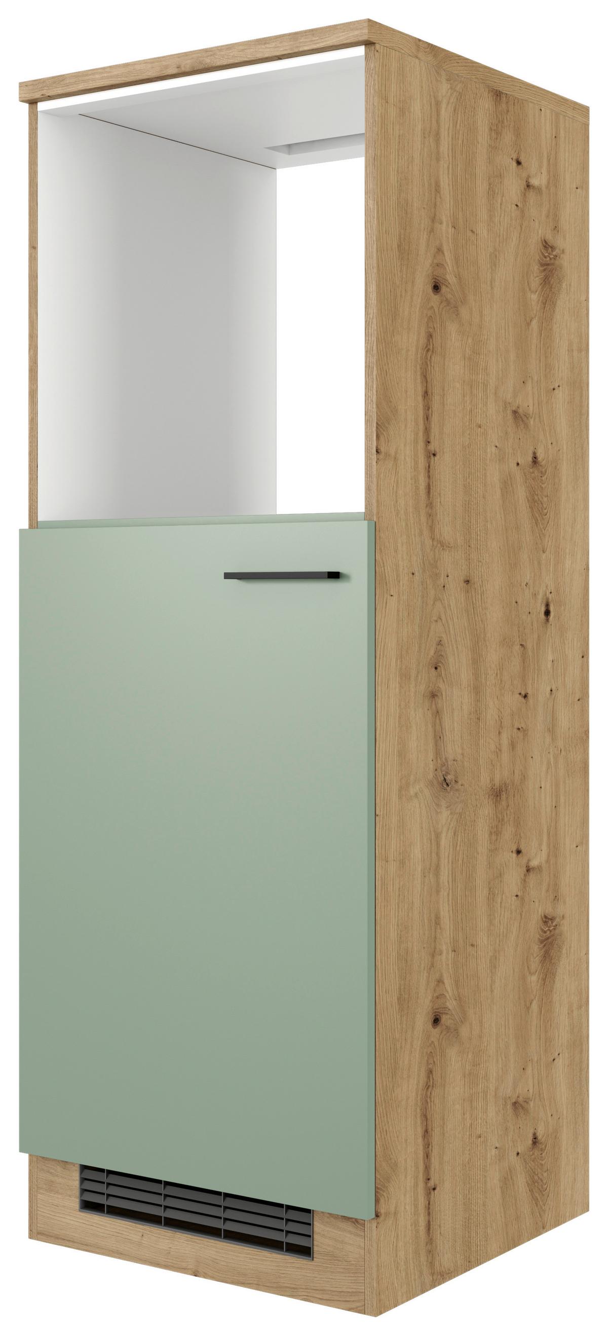 Geräteumbauschrank Cara ca. 60x169x60 cm Grün/Eiche - Schwarz/Eiche Artisan, KONVENTIONELL, Holzwerkstoff/Metall (60/168,5/60cm) - FlexWell