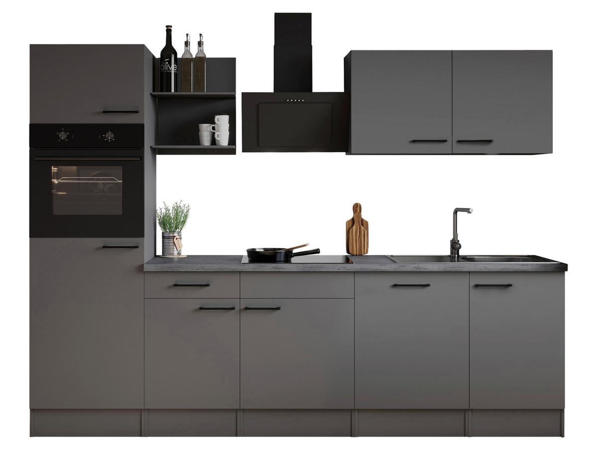 Küchenblock Oliver m. Geräten Grau - Grau, Trend, Holzwerkstoff/Metall (280l) - Respekta