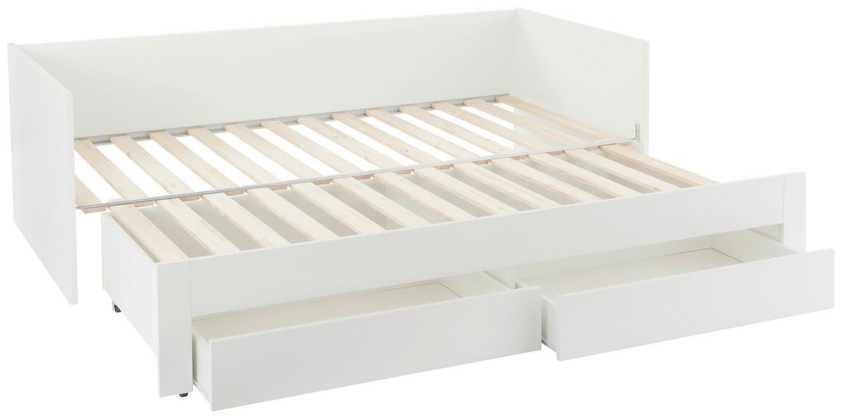 Krevet Na Izvlačenje Jan - bijela, Konvencionalno, drvo (90-180/200cm) - Based