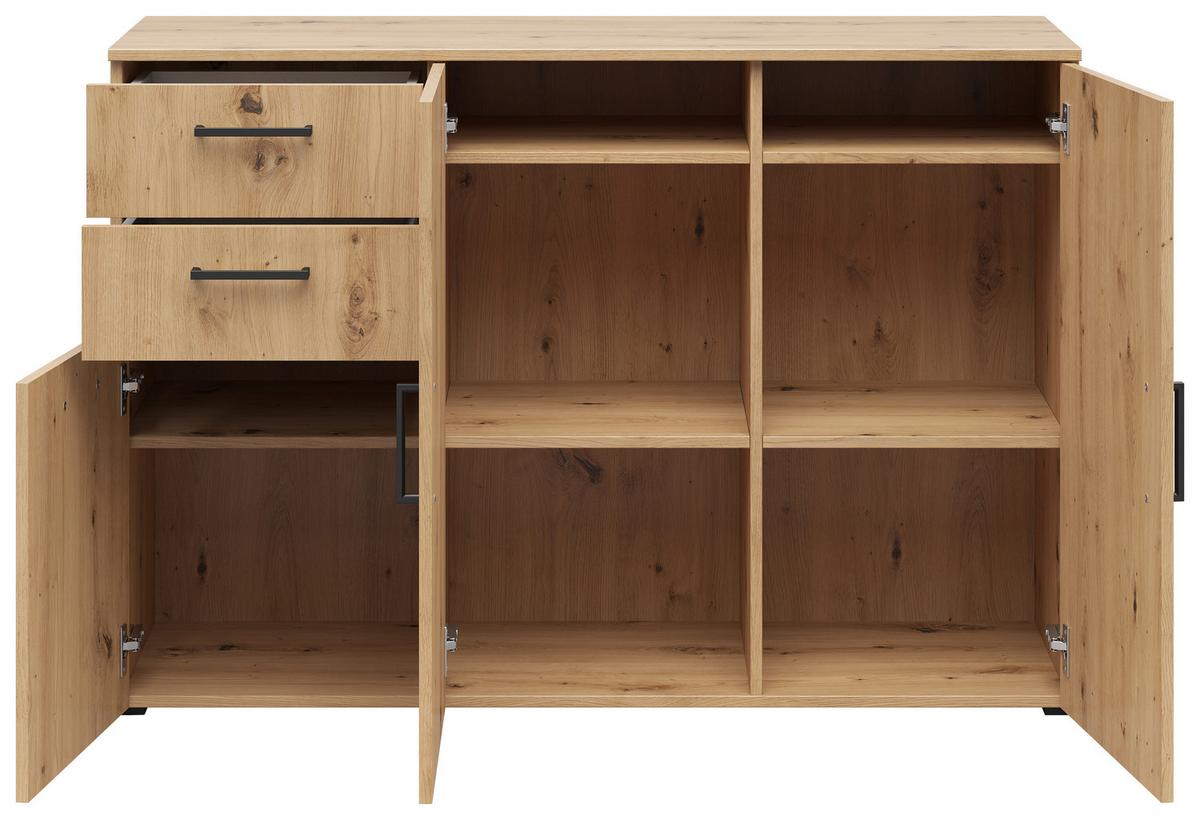 Kommode Multistauraum Eiche Artisan - Anthrazit/Schwarz, Modern, Holzwerkstoff/Kunststoff (120/83/40cm) - Premium Living