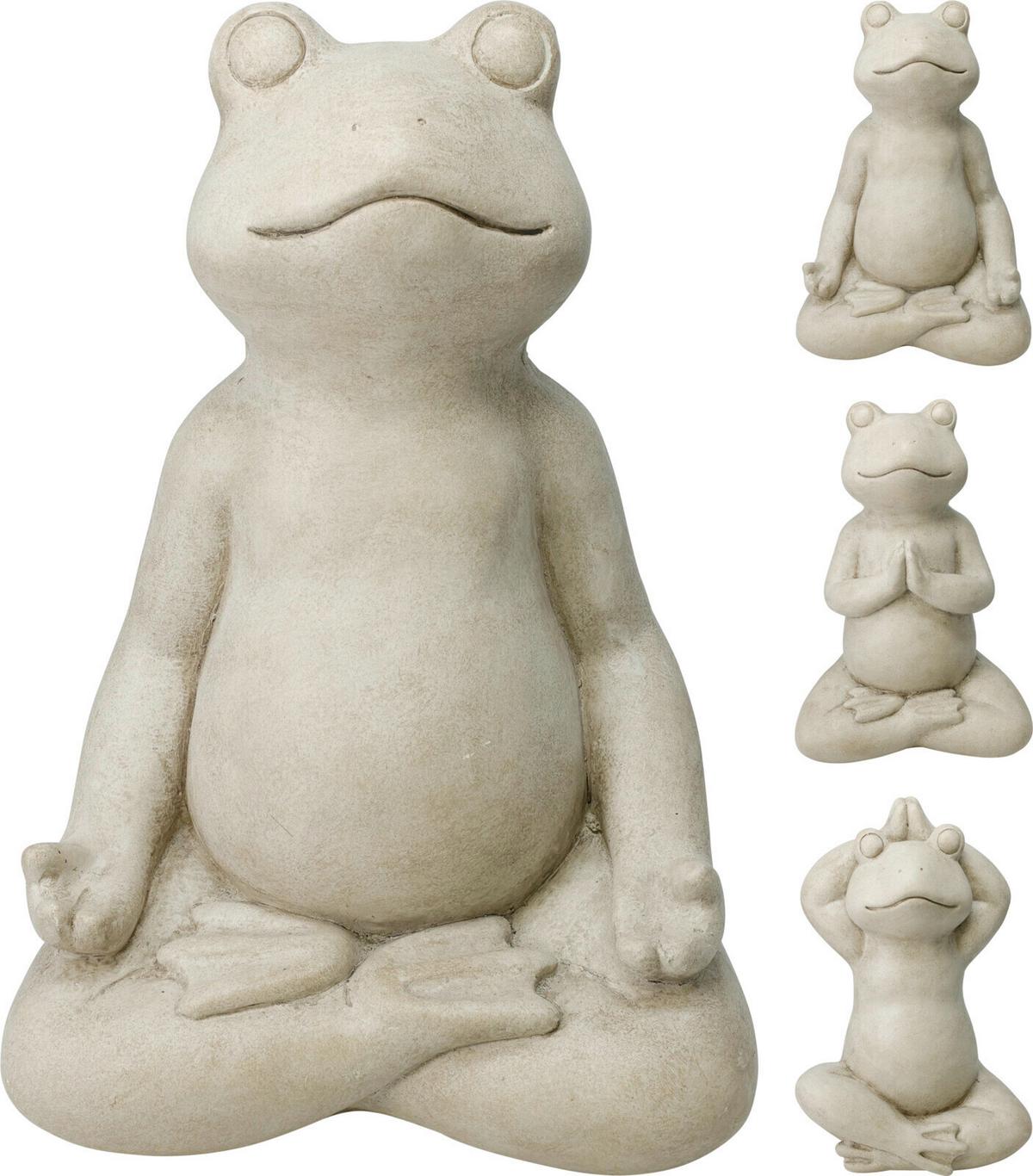 Jógázó Béka Szobor Frog - világosszürke, műanyag (22/15/38cm)