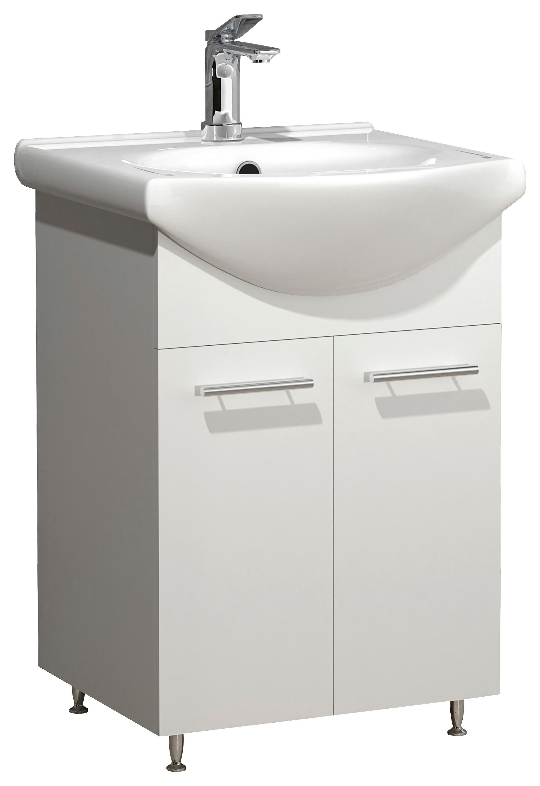 WASCHTISCHKOMBI LISALO M - Weiss/Silberfarben, Modern, Keramik/Holzwerkstoff (42cm) - MID.YOU