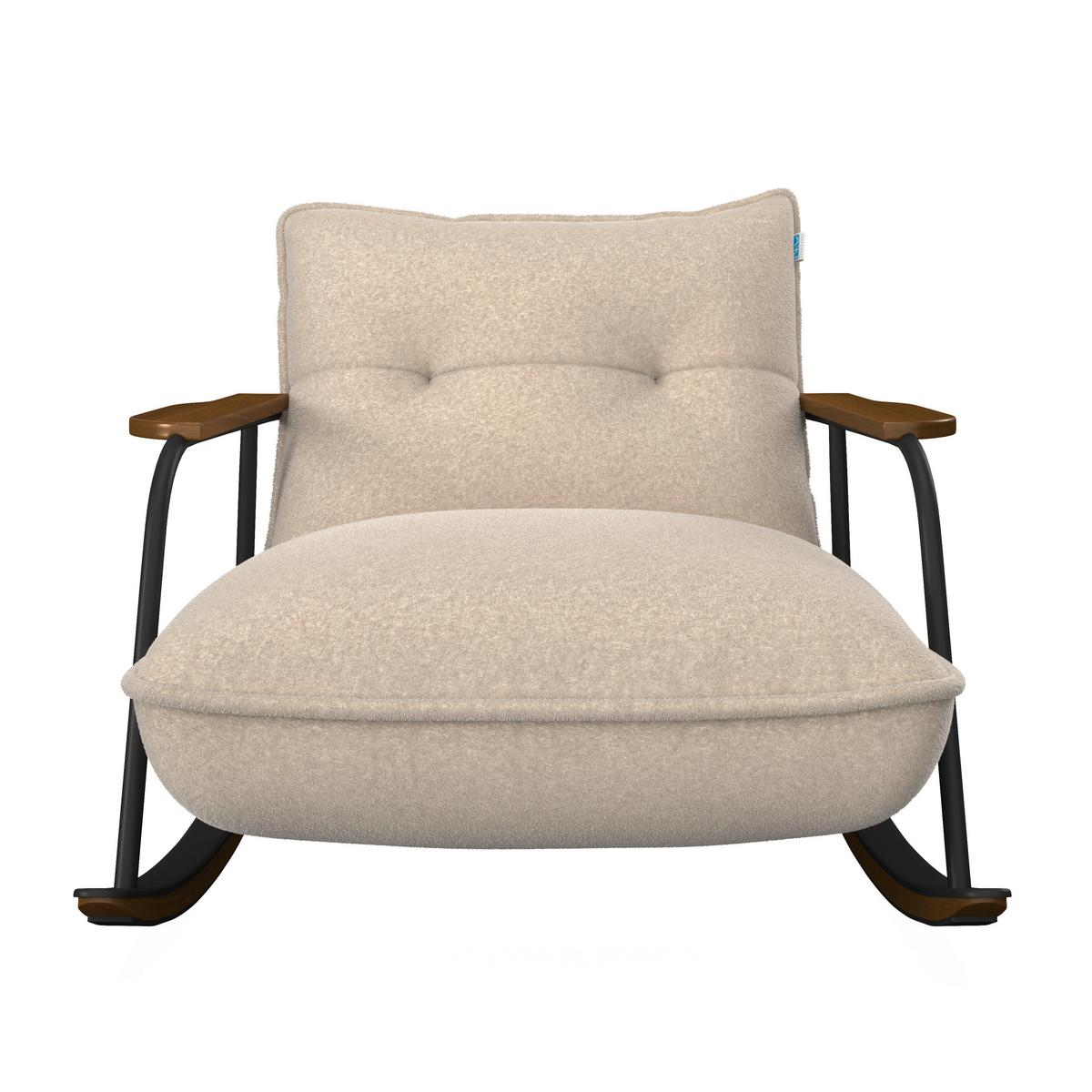 Schaukelsessel Ines Bouclé Beige - Beige/Schwarz, MODERN, Holz/Textil (89/77/94cm) - Bessagi Home